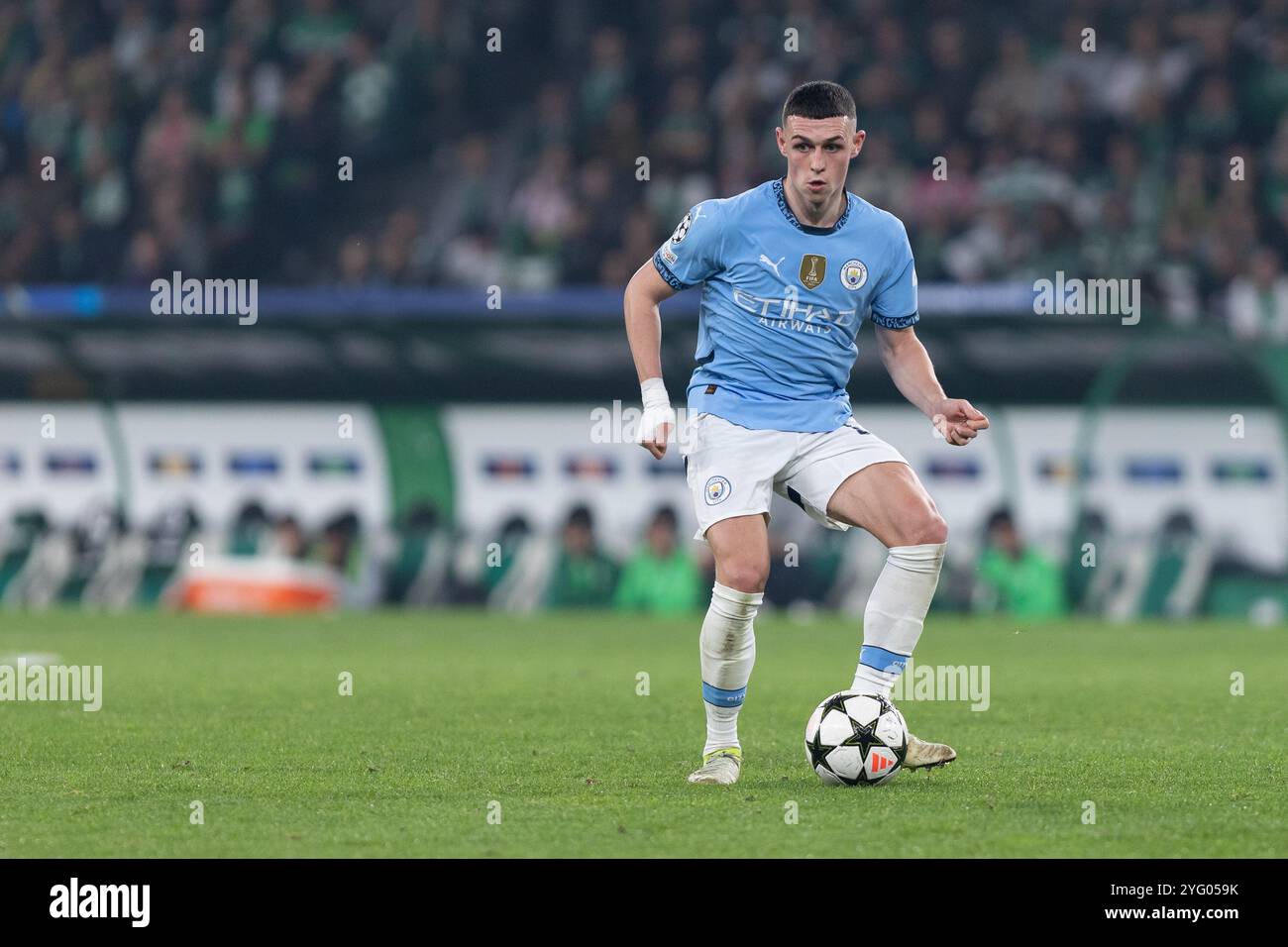 5 novembre 2024. Lisbona, Portogallo. L'attaccante inglese del Manchester City Phil Foden (47) in azione durante la partita della fase a gironi per la UEFA Champions League, Sporting vs Manchester City crediti: Alexandre de Sousa/Alamy Live News Foto Stock