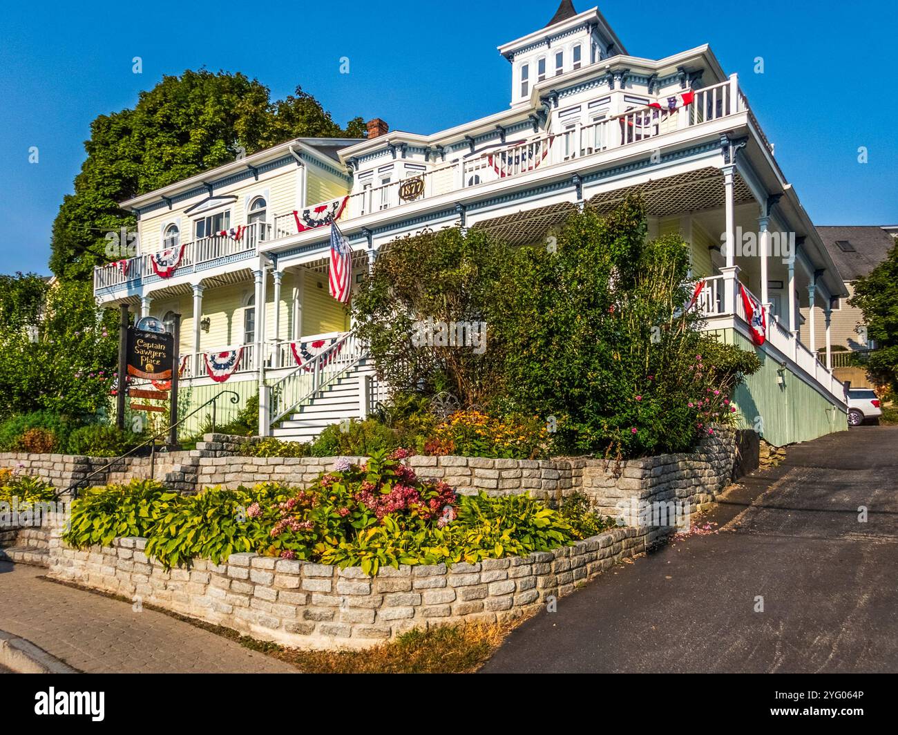 Captain Sawyers Place Bed and Breakfast nella città turistica costiera di Boothbay Harbor Maine Foto Stock