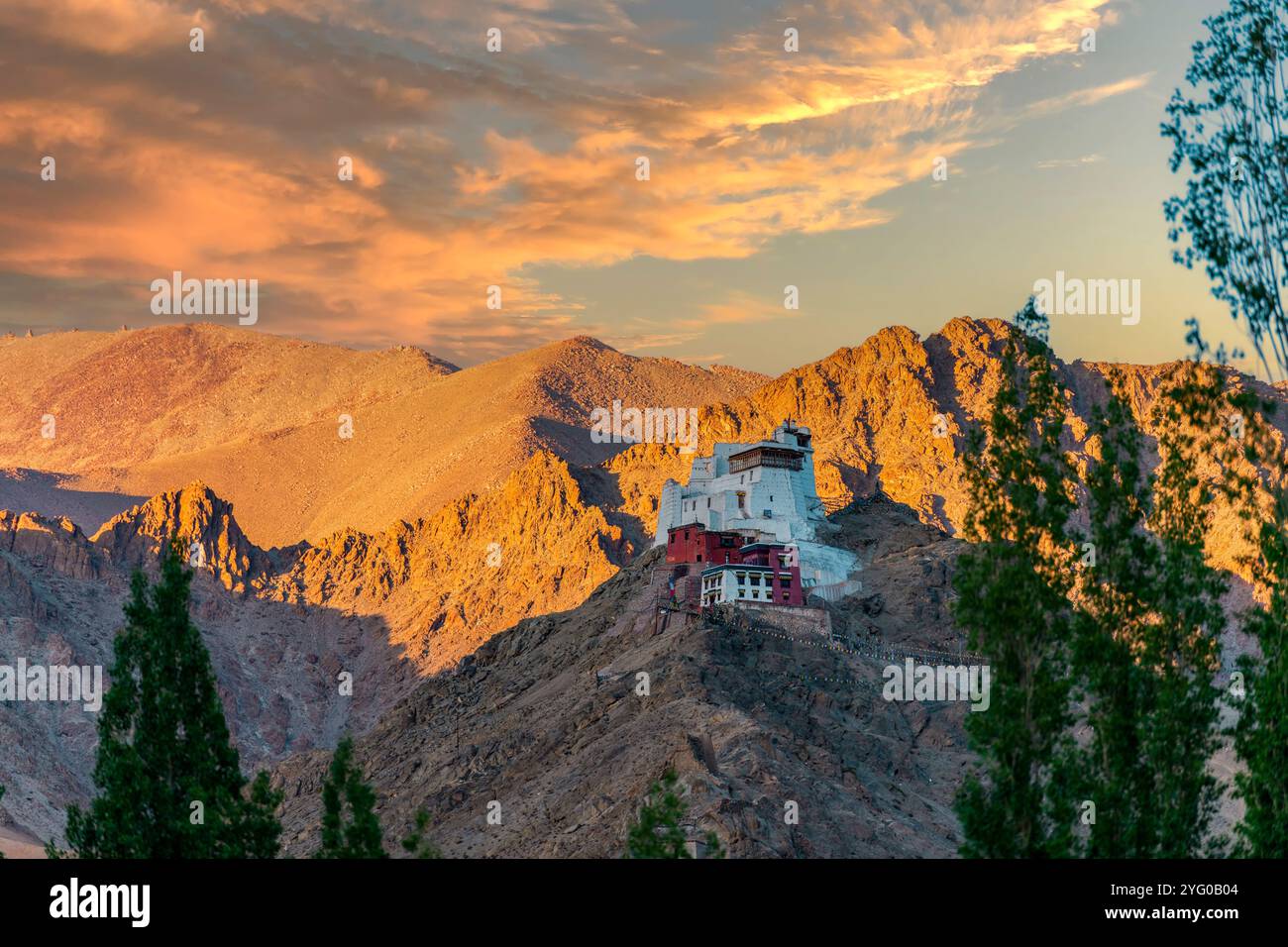 Il monastero buddista di Leh noto come tempio di Tsemo Maitreya o monastero di Namgyal Tsemo o Namgyal Tsemo Gompa. Fu fondata da re Tashi Namgyal. Foto Stock