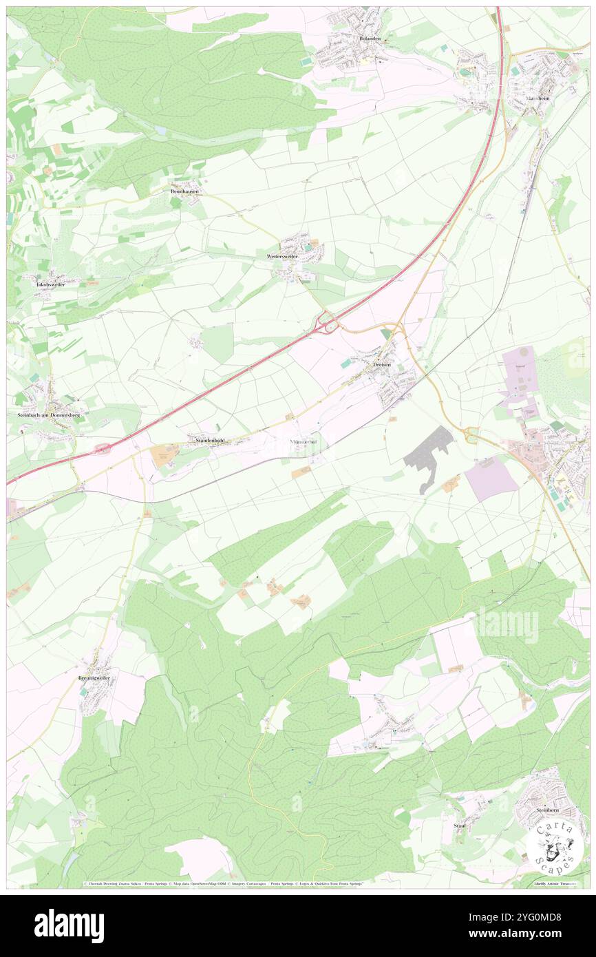 Muensterhof, DE, Germania, Rheinland-Pfalz, N 49 35' 37'', N 7 59' 55'', mappa, Cartascapes Mappa pubblicata nel 2024. Esplora Cartascapes, una mappa che rivela i diversi paesaggi, culture ed ecosistemi della Terra. Viaggia attraverso il tempo e lo spazio, scoprendo l'interconnessione del passato, del presente e del futuro del nostro pianeta. Foto Stock