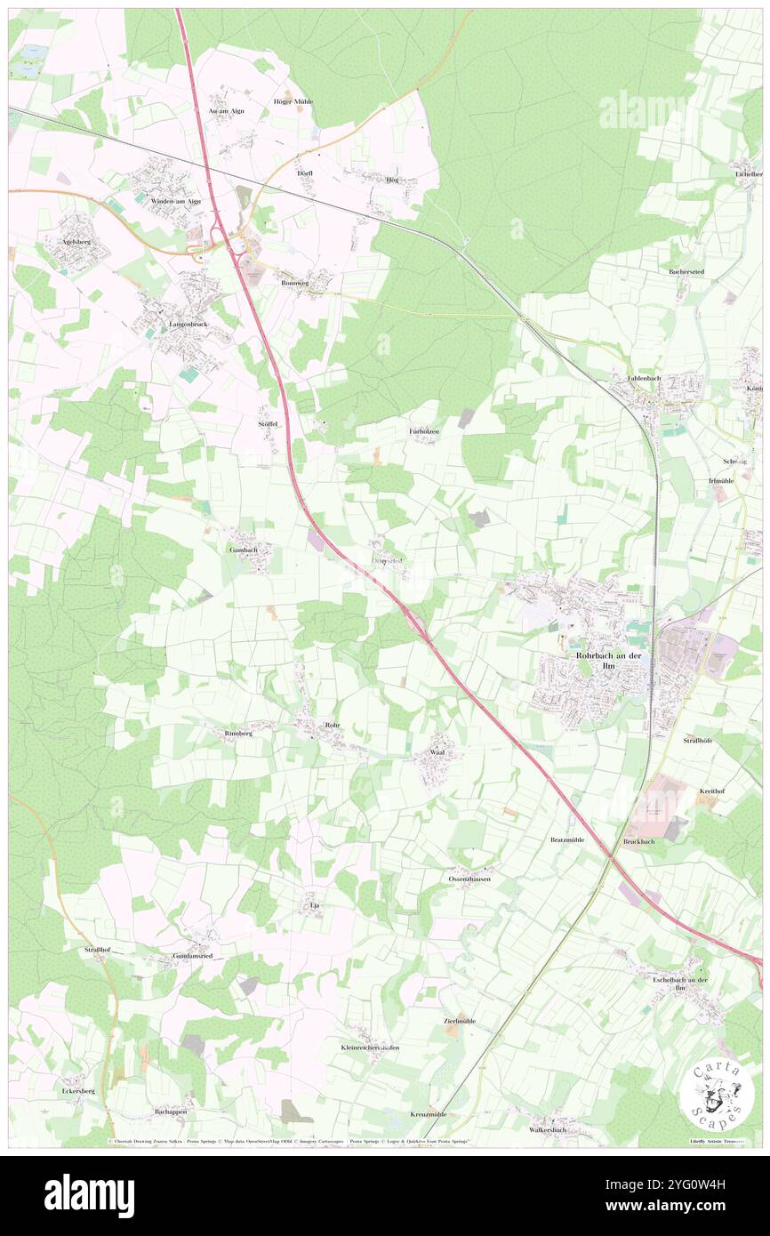 Rohrbach, DE, Germania, Baviera, N 47 28' 0'', N 11 0' 0''', mappa, Cartascapes Mappa pubblicata nel 2024. Esplora Cartascapes, una mappa che rivela i diversi paesaggi, culture ed ecosistemi della Terra. Viaggia attraverso il tempo e lo spazio, scoprendo l'interconnessione del passato, del presente e del futuro del nostro pianeta. Foto Stock