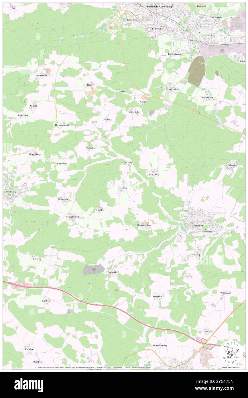 Purschlag, alto Palatinato, DE, Germania, Baviera, N 49 27' 2'', N 11 43' 56'', MAP, Cartascapes Map pubblicata nel 2024. Esplora Cartascapes, una mappa che rivela i diversi paesaggi, culture ed ecosistemi della Terra. Viaggia attraverso il tempo e lo spazio, scoprendo l'interconnessione del passato, del presente e del futuro del nostro pianeta. Foto Stock