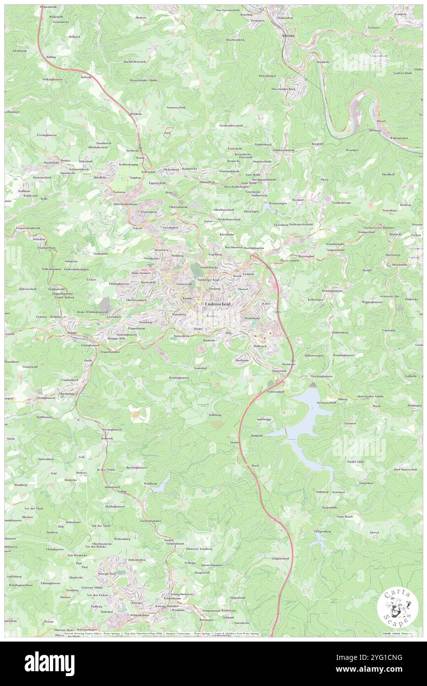 Luedenscheid, Regierungsbezirk Arnsberg, DE, Germania, Renania settentrionale-Vestfalia, N 51 13' 11'', N 7 37' 38'', MAP, Cartascapes Map pubblicata nel 2024. Esplora Cartascapes, una mappa che rivela i diversi paesaggi, culture ed ecosistemi della Terra. Viaggia attraverso il tempo e lo spazio, scoprendo l'interconnessione del passato, del presente e del futuro del nostro pianeta. Foto Stock