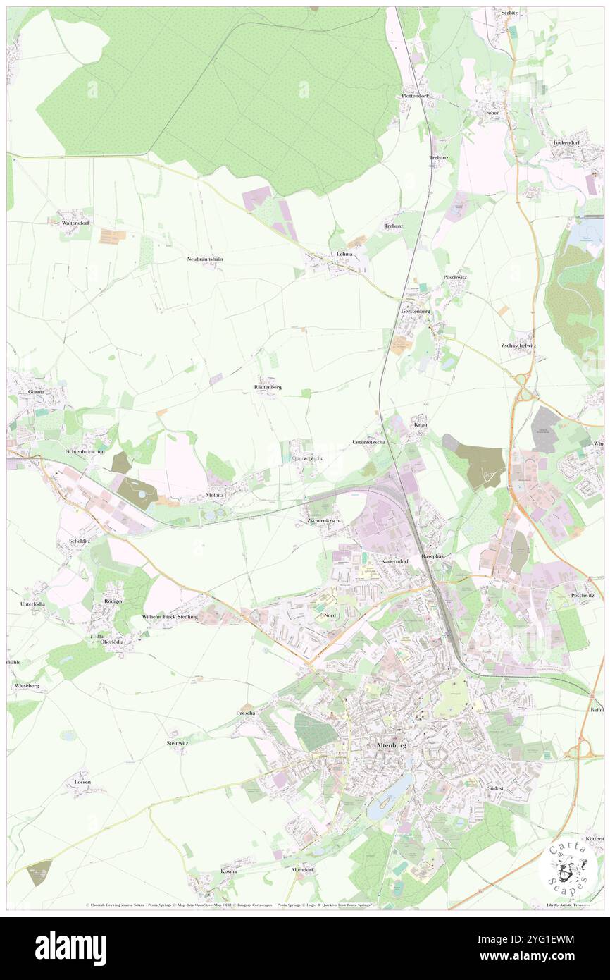 Oberzetzscha, DE, Germania, Turingia, N 51 0' 56'', N 12 25' 10'', mappa, Cartascapes Mappa pubblicata nel 2024. Esplora Cartascapes, una mappa che rivela i diversi paesaggi, culture ed ecosistemi della Terra. Viaggia attraverso il tempo e lo spazio, scoprendo l'interconnessione del passato, del presente e del futuro del nostro pianeta. Foto Stock