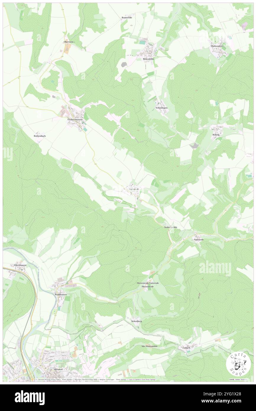 Fretterode, DE, Germania, Turingia, N 51 19' 0'', N 10 0' 0''', MAP, Cartascapes Map pubblicata nel 2024. Esplora Cartascapes, una mappa che rivela i diversi paesaggi, culture ed ecosistemi della Terra. Viaggia attraverso il tempo e lo spazio, scoprendo l'interconnessione del passato, del presente e del futuro del nostro pianeta. Foto Stock