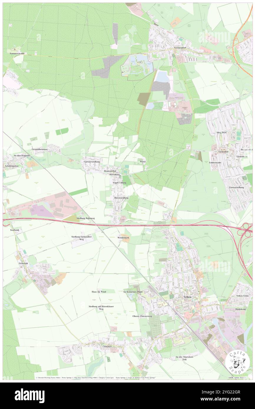 Baerenklau, DE, Germania, Brandeburgo, N 52 42' 14'', N 13 8' 36'', mappa, Cartascapes Mappa pubblicata nel 2024. Esplora Cartascapes, una mappa che rivela i diversi paesaggi, culture ed ecosistemi della Terra. Viaggia attraverso il tempo e lo spazio, scoprendo l'interconnessione del passato, del presente e del futuro del nostro pianeta. Foto Stock