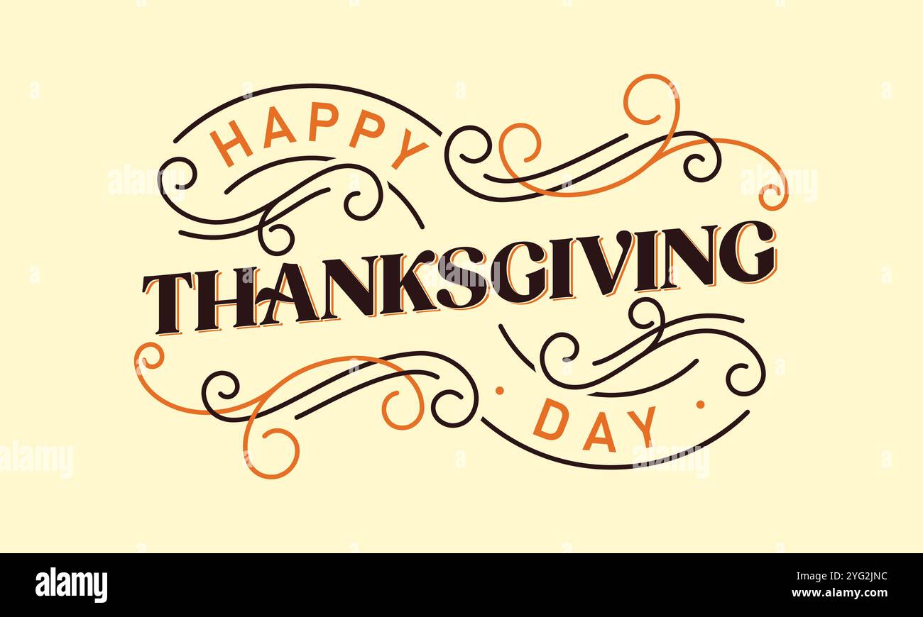 Sfondo modello lettera tipografica Happy Thanksgiving Day. Illustrazione vettoriale Illustrazione Vettoriale