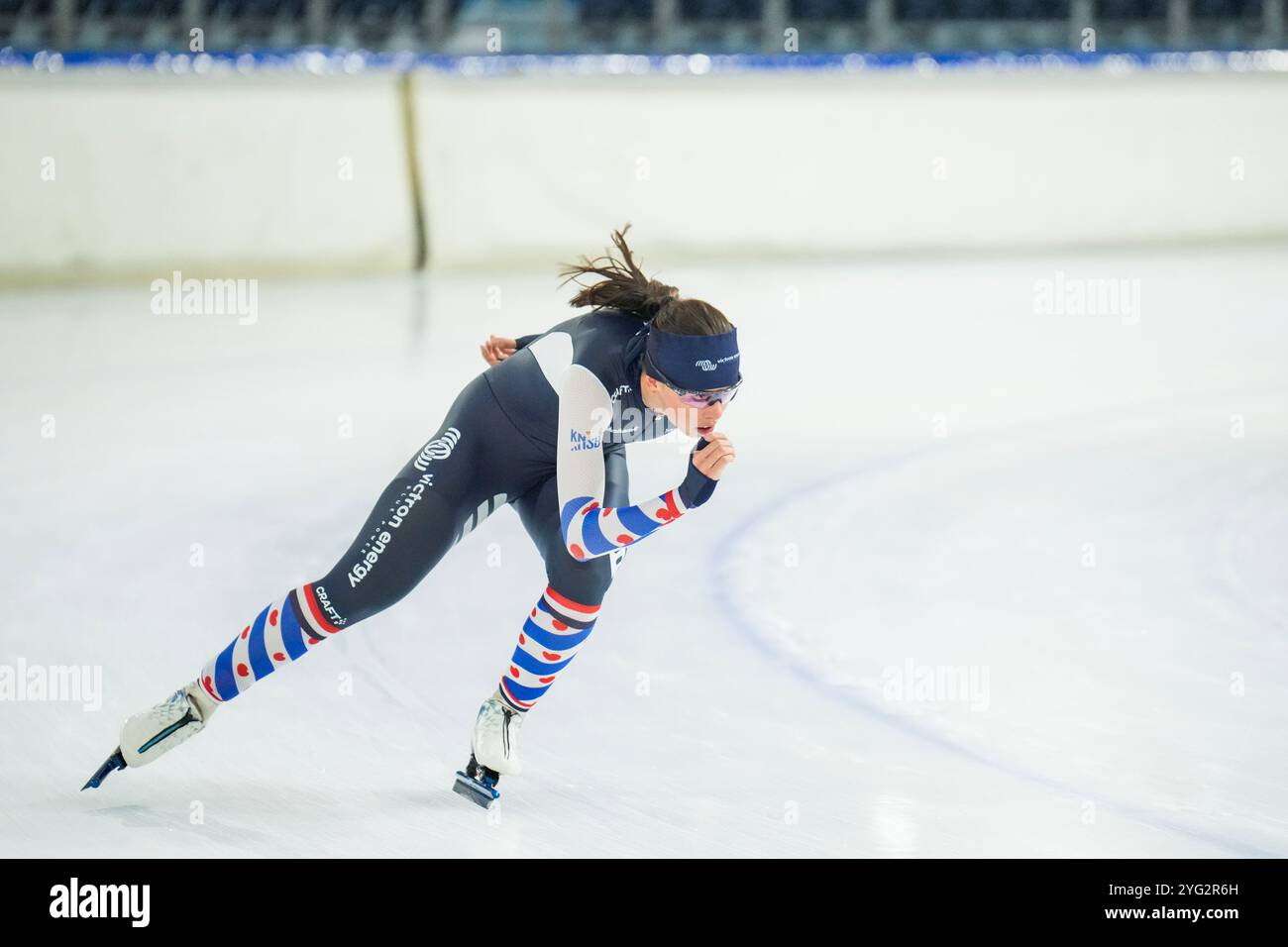 HEERENVEEN, PAESI BASSI - 4 NOVEMBRE: Jade Groenewoud durante la presentazione Gewest Fryslan a Thialf il 4 novembre 2024 a Heerenveen, Paesi Bassi. (Foto di Douwe Bijlsma/Orange Pictures) Foto Stock