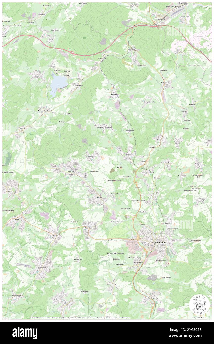 Landkreis Sankt Wendel, DE, Germania, Saarland, N 49 31' 4'', N 7 7' 9'', mappa, Cartascapes Mappa pubblicata nel 2024. Esplora Cartascapes, una mappa che rivela i diversi paesaggi, culture ed ecosistemi della Terra. Viaggia attraverso il tempo e lo spazio, scoprendo l'interconnessione del passato, del presente e del futuro del nostro pianeta. Foto Stock