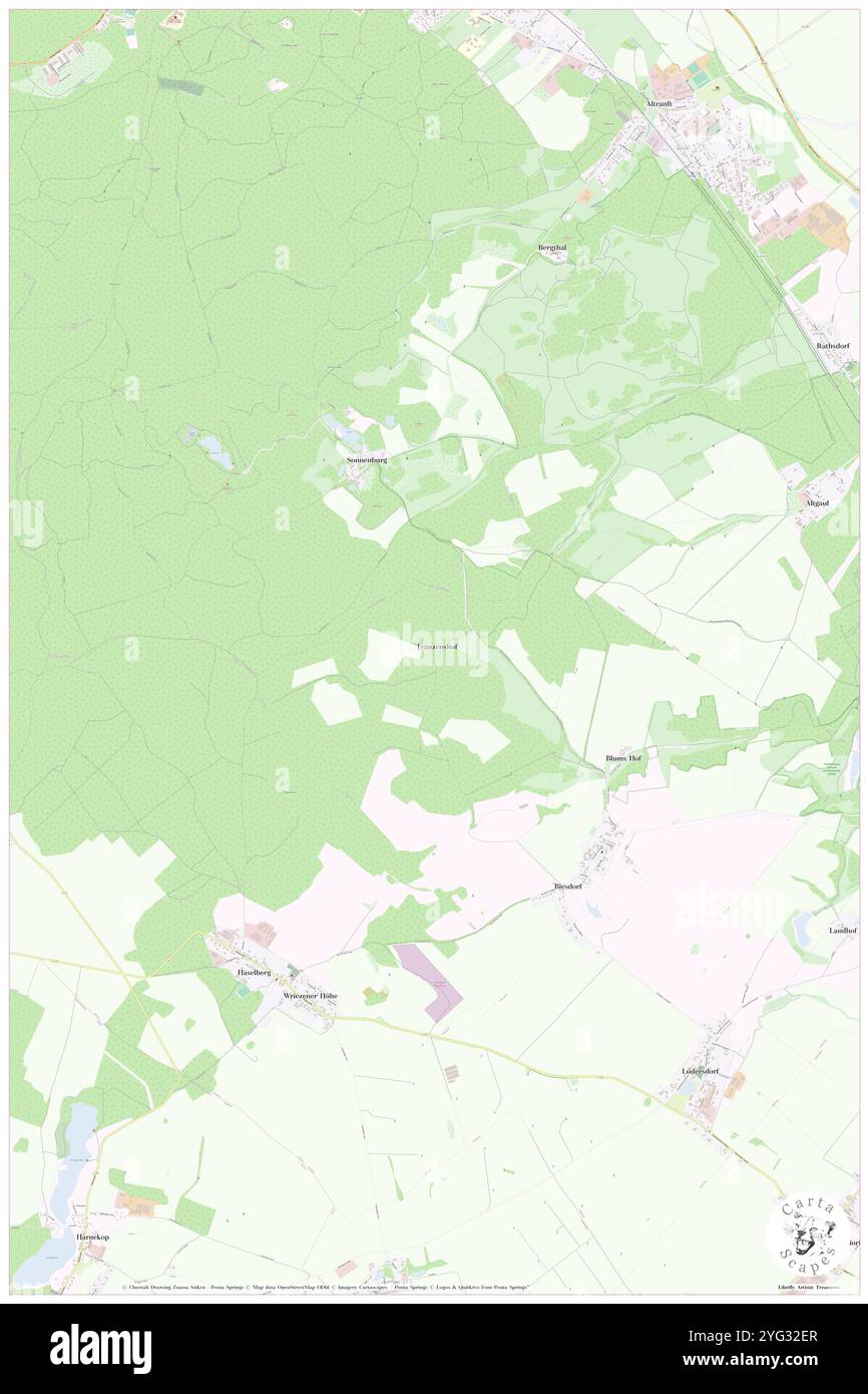 Franzenshof, DE, Germania, Brandeburgo, N 52 43' 44'', N 14 3' 6'', mappa, Cartascapes Mappa pubblicata nel 2024. Esplora Cartascapes, una mappa che rivela i diversi paesaggi, culture ed ecosistemi della Terra. Viaggia attraverso il tempo e lo spazio, scoprendo l'interconnessione del passato, del presente e del futuro del nostro pianeta. Foto Stock