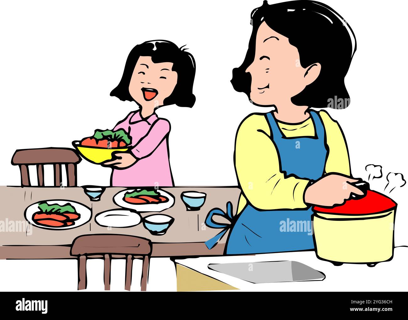 Assistenza nella distribuzione di alimenti Foto Stock