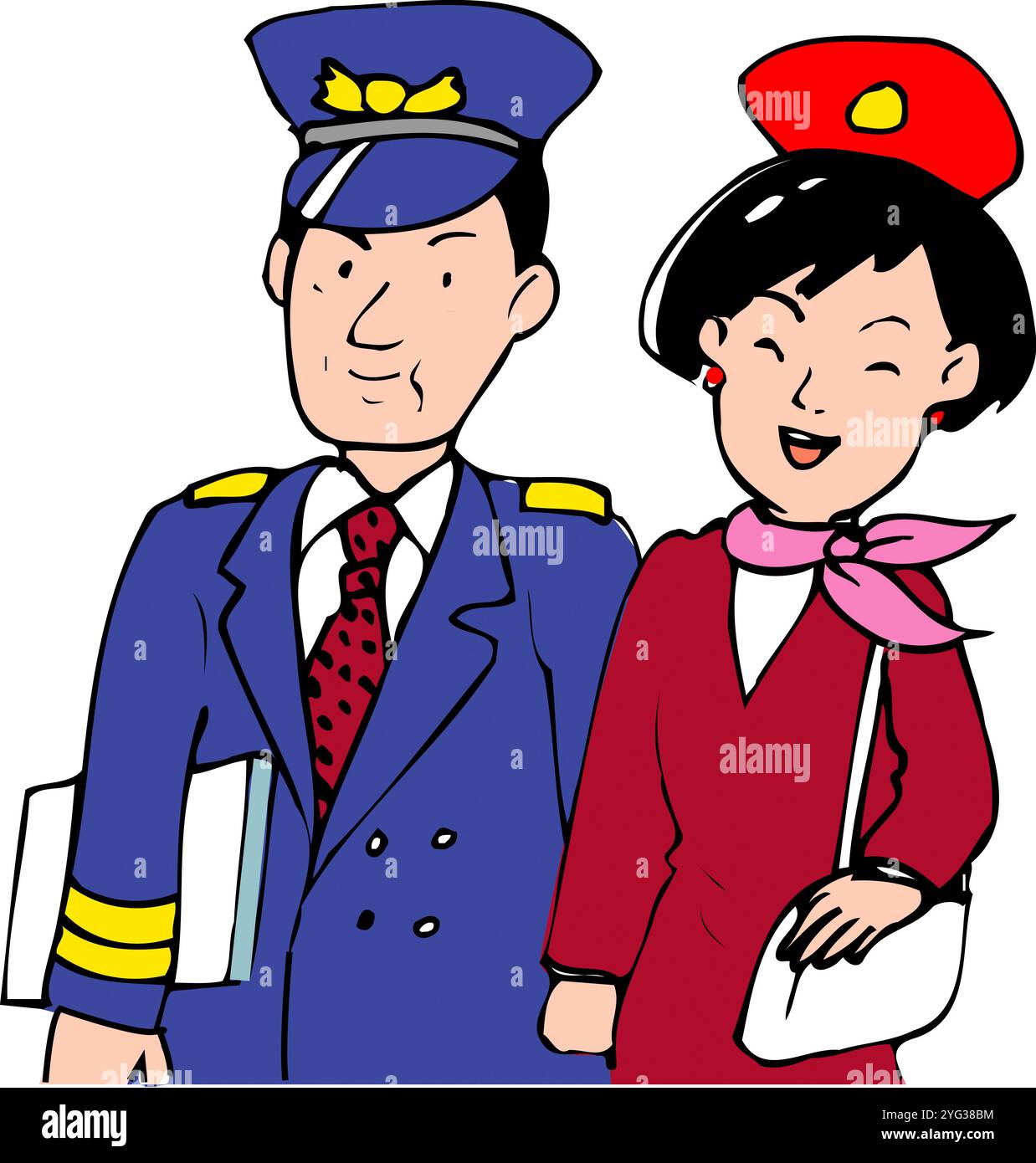 Pilota e hostess Foto Stock