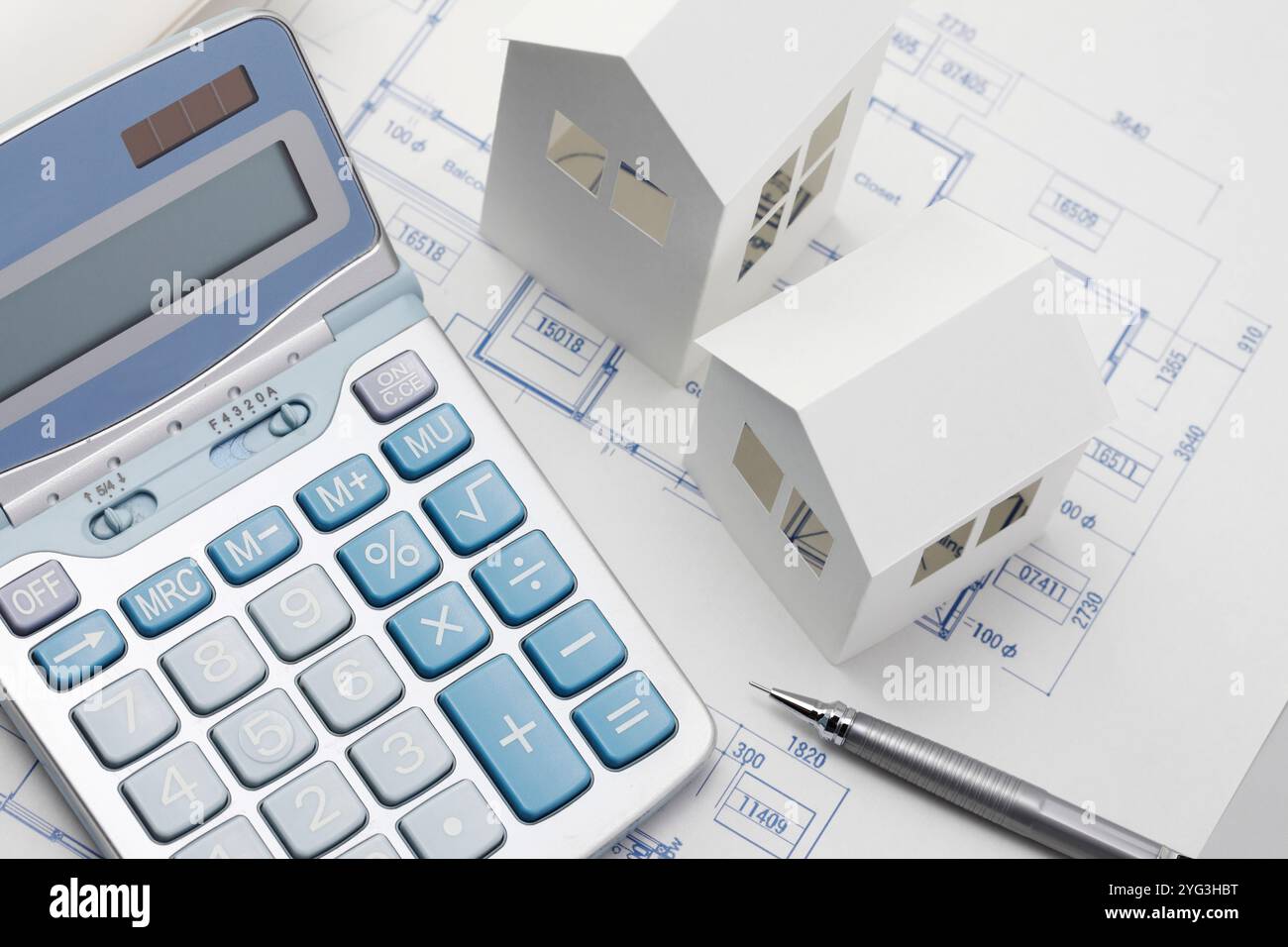 Progetti, calcolatrici e modelli Foto Stock