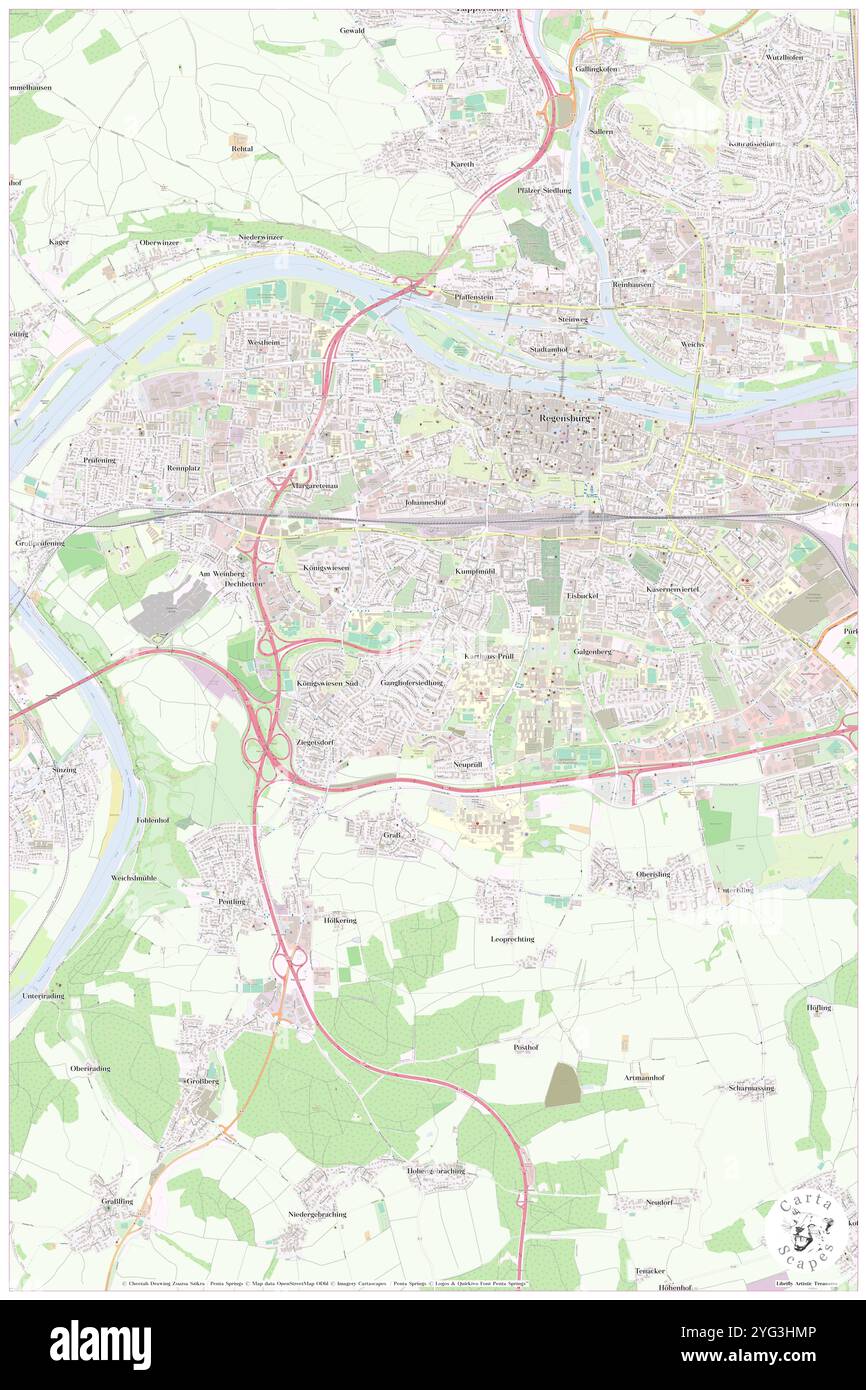 Regensburg-Kumpfmuehl, alto Palatinato, DE, Germania, Baviera, N 49 0' 5'', N 12 4' 54'', MAP, Cartascapes Map pubblicata nel 2024. Esplora Cartascapes, una mappa che rivela i diversi paesaggi, culture ed ecosistemi della Terra. Viaggia attraverso il tempo e lo spazio, scoprendo l'interconnessione del passato, del presente e del futuro del nostro pianeta. Foto Stock