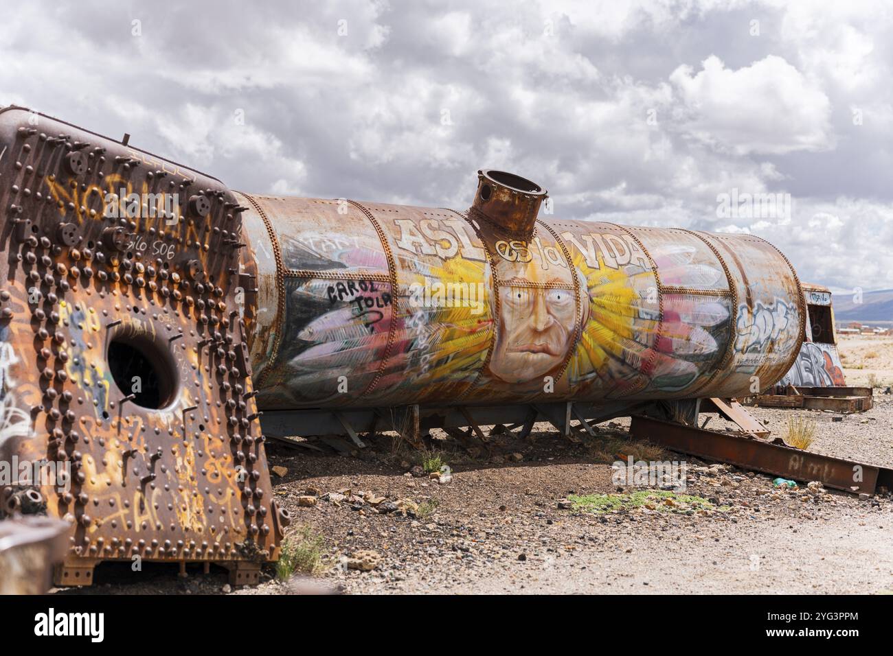 Cimitero ferroviario di Uyuni, Uyuni, Bolivia, Sud America Foto Stock