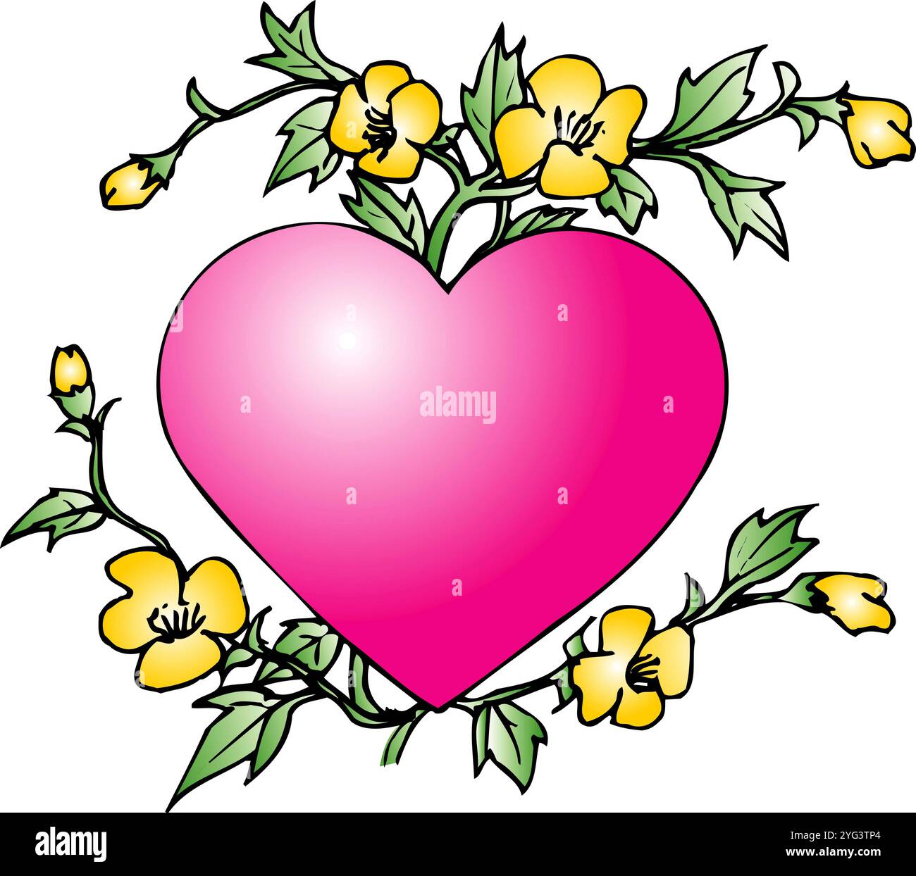 Cuore con decorazioni floreali Foto Stock