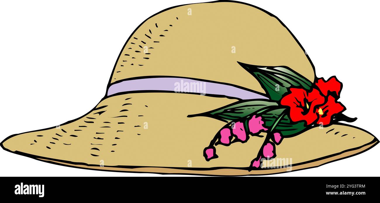 Cappello con decorazioni floreali Foto Stock