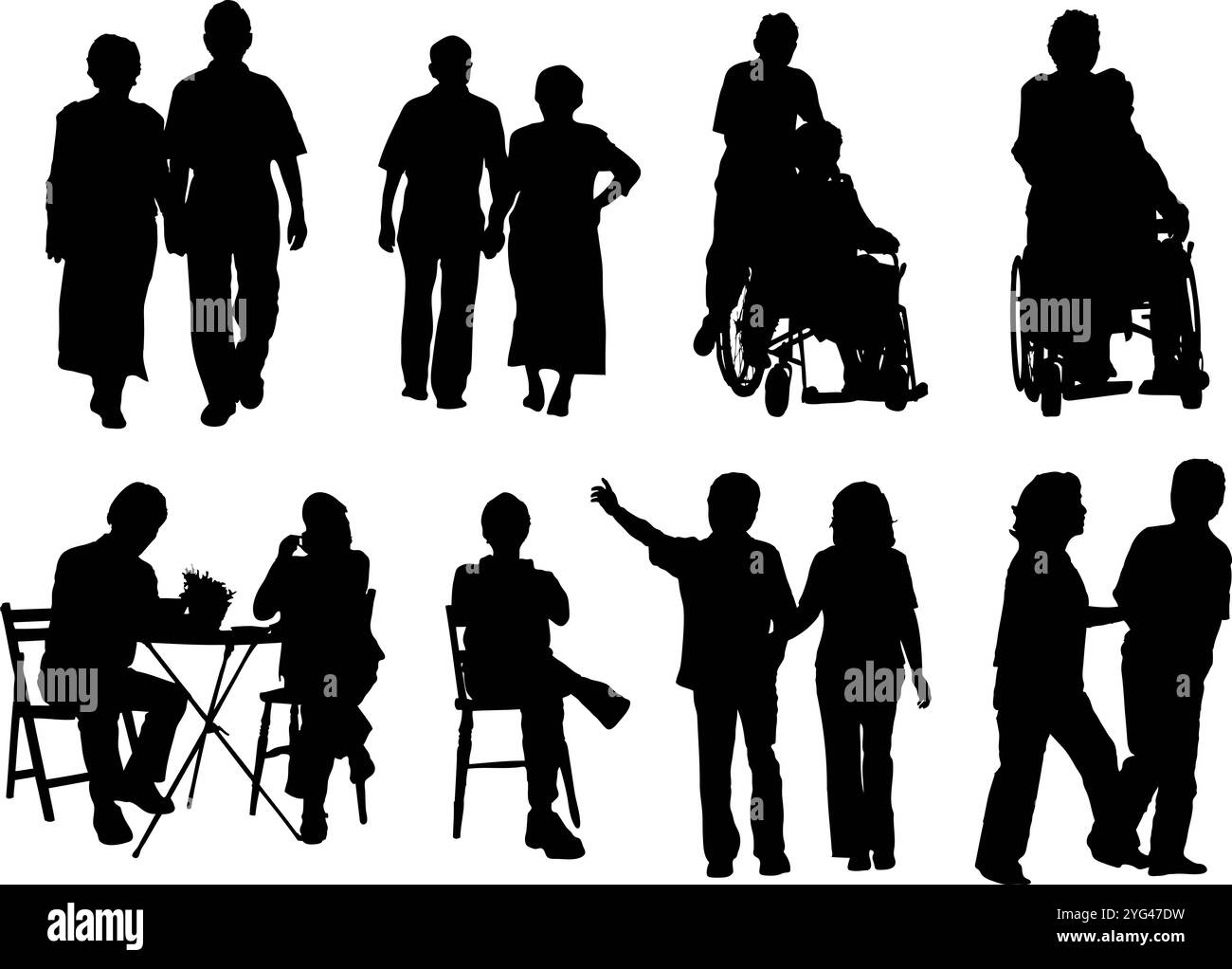 Vecchia silhouette di coppia Foto Stock