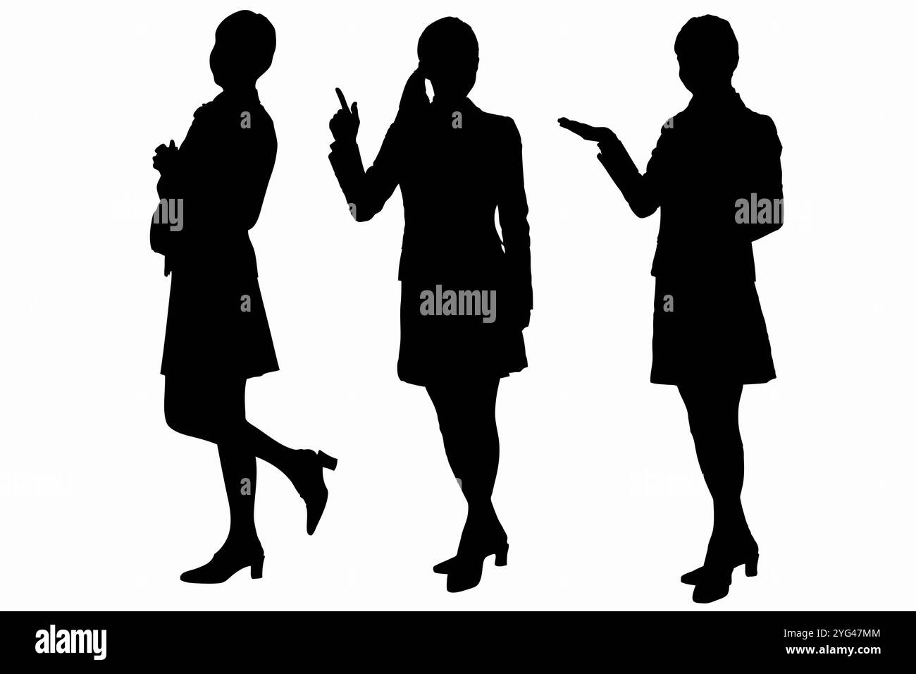 Silhouette di una lavoratrice d'ufficio Foto Stock