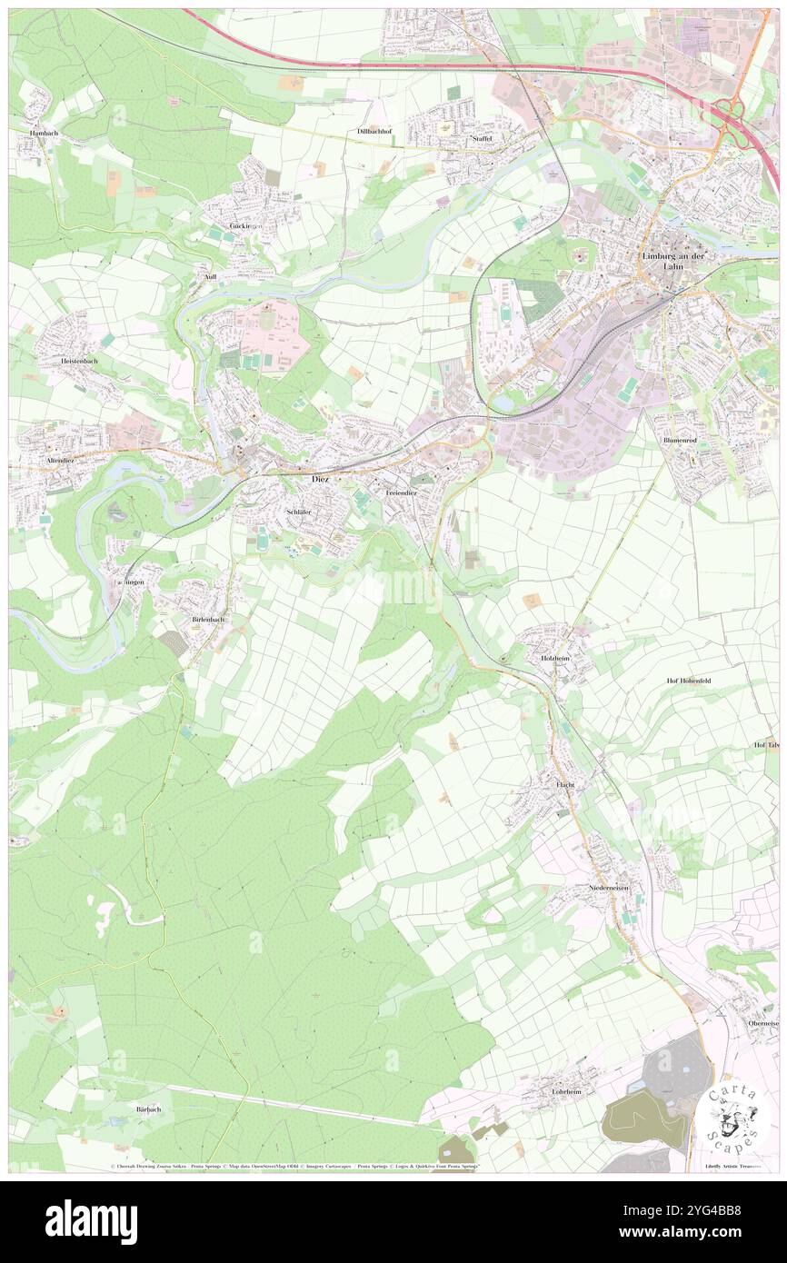 Diez, DE, Germania, Rheinland-Pfalz, N 50 22' 12'', N 8 1' 20'', MAP, Cartascapes Map pubblicata nel 2024. Esplora Cartascapes, una mappa che rivela i diversi paesaggi, culture ed ecosistemi della Terra. Viaggia attraverso il tempo e lo spazio, scoprendo l'interconnessione del passato, del presente e del futuro del nostro pianeta. Foto Stock