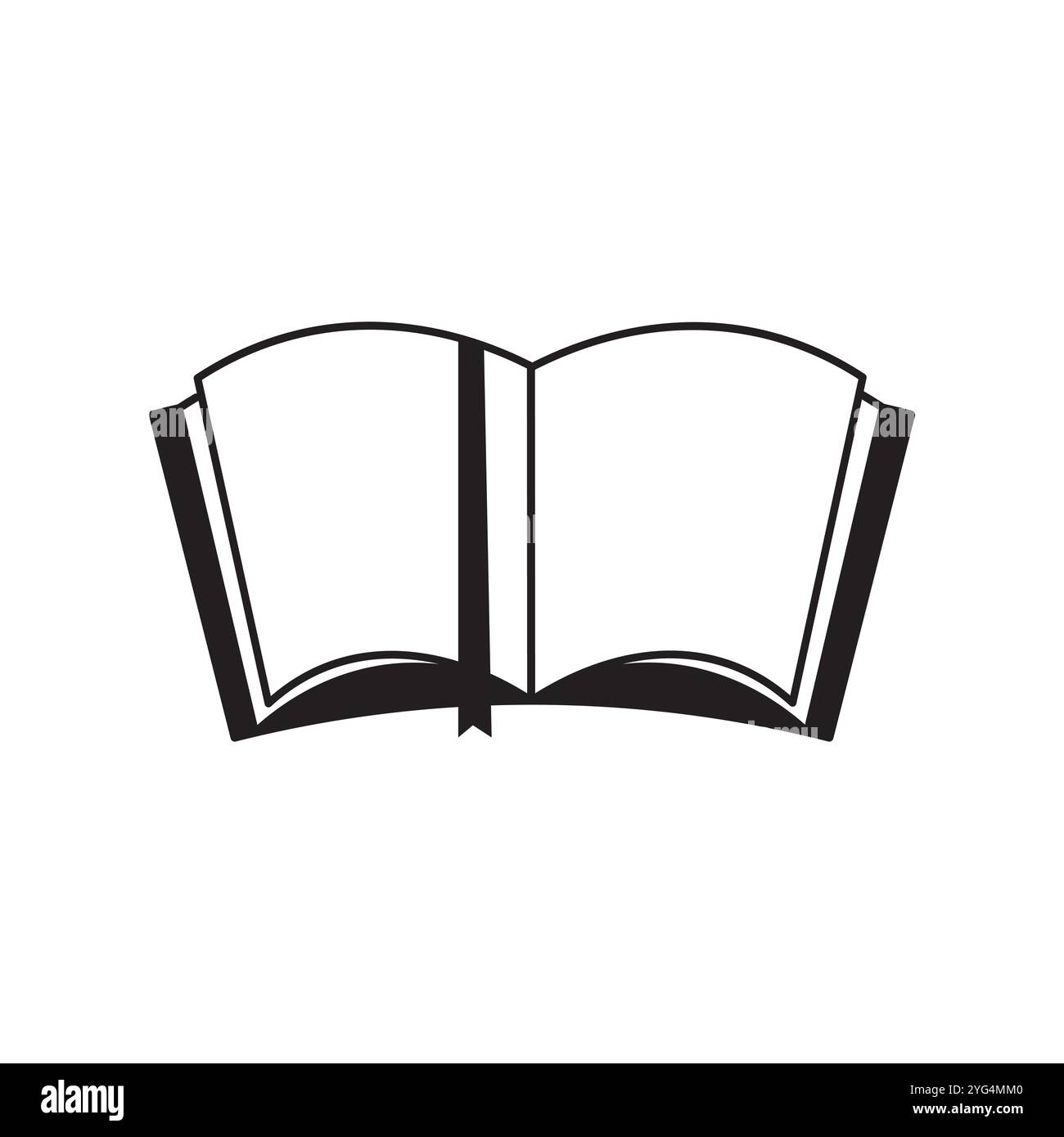 Icona Apri libro. Illustrazione di una pagina vuota. Simbolo di lettura grafico. Elemento vettoriale. Illustrazione Vettoriale