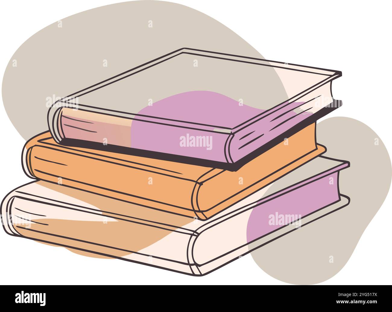 Una raccolta di coloratissimi libri scolastici di scienze su un semplice sfondo, che mostrano risorse educative per gli studenti Illustrazione Vettoriale