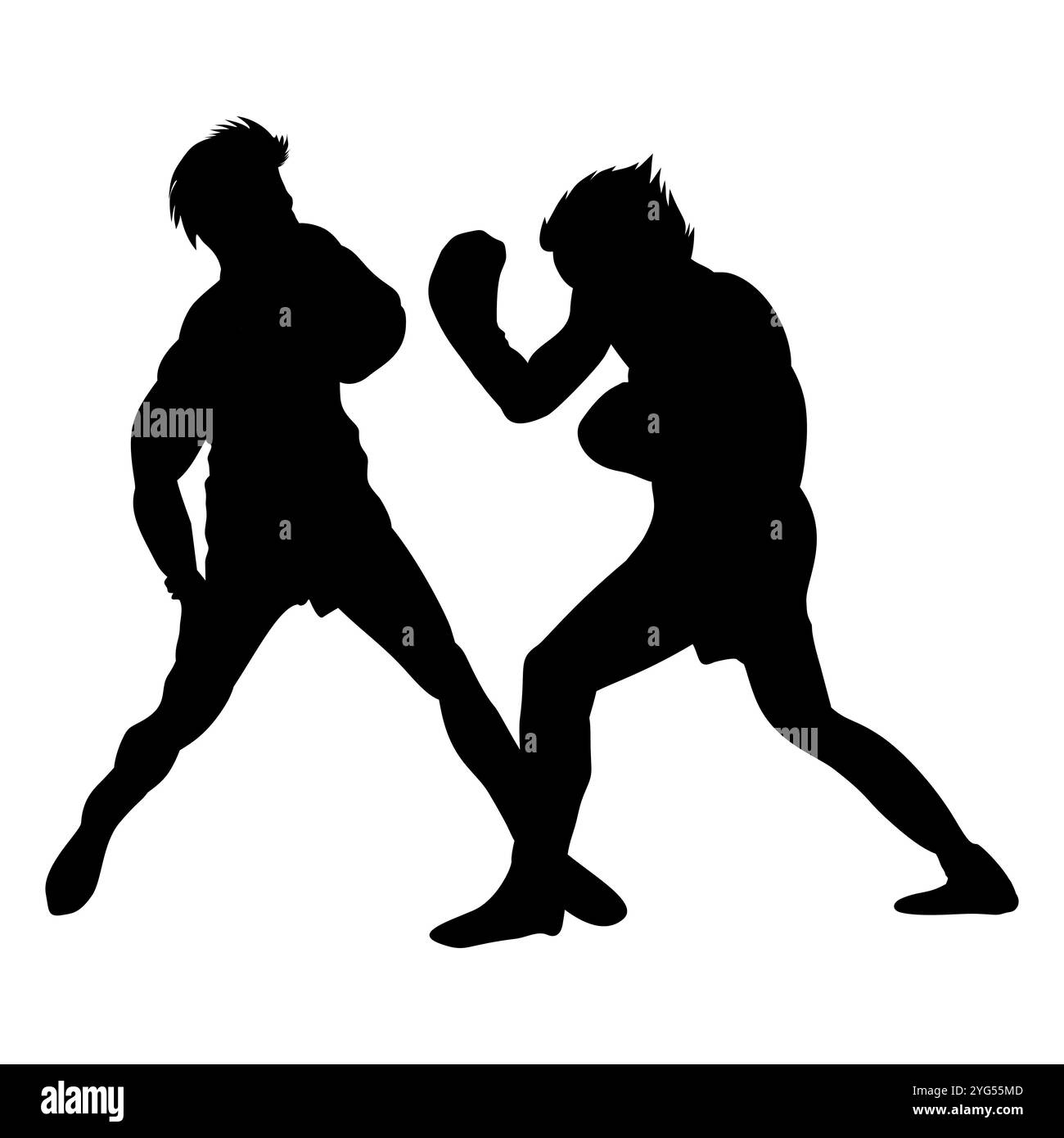 Silhouette di due atleti di pugilato in gara. Perfetto per adesivi, pubblicità, icone Foto Stock