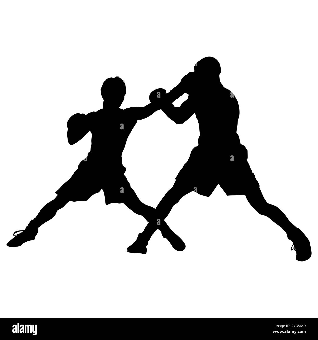 Silhouette di due atleti di pugilato in gara. Perfetto per adesivi, pubblicità, icone Foto Stock