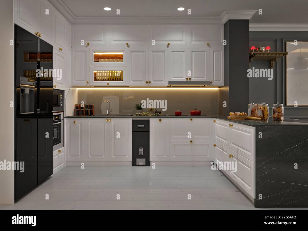 salotto di lusso con rendering 3d. Foto Stock