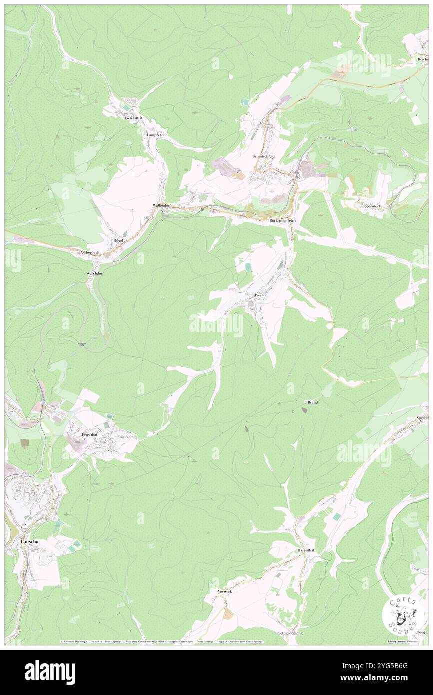 Piesau, DE, Germania, Turingia, N 50 31' 0'', N 11 13' 0'', mappa, Cartascapes Mappa pubblicata nel 2024. Esplora Cartascapes, una mappa che rivela i diversi paesaggi, culture ed ecosistemi della Terra. Viaggia attraverso il tempo e lo spazio, scoprendo l'interconnessione del passato, del presente e del futuro del nostro pianeta. Foto Stock