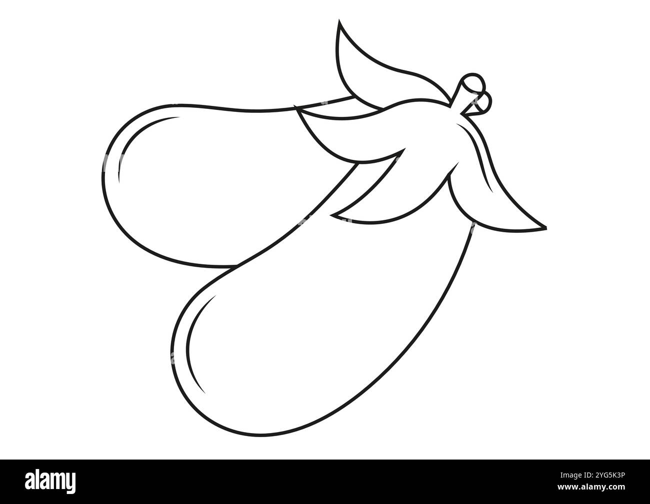 Design piatto vettoriale di melanzane, ideale per colorare pagine, isolato su sfondo bianco Illustrazione Vettoriale