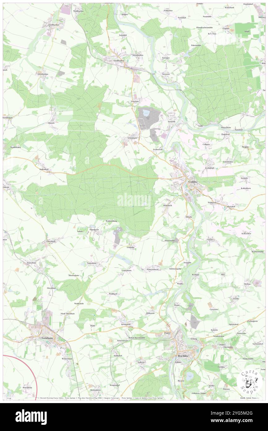 Colditz, DE, Germania, Sassonia, N 51 7' 41'', N 12 48' 10'', mappa, Cartascapes Mappa pubblicata nel 2024. Esplora Cartascapes, una mappa che rivela i diversi paesaggi, culture ed ecosistemi della Terra. Viaggia attraverso il tempo e lo spazio, scoprendo l'interconnessione del passato, del presente e del futuro del nostro pianeta. Foto Stock