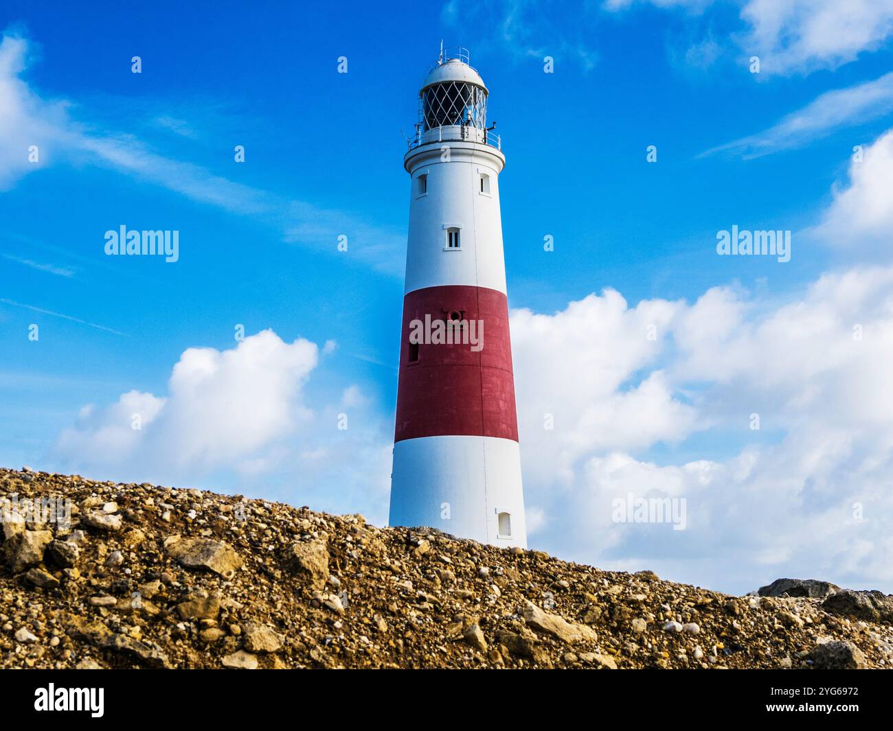 Portland Bill Lighthouse sulla Jurassic Coast in Dorset. Foto Stock