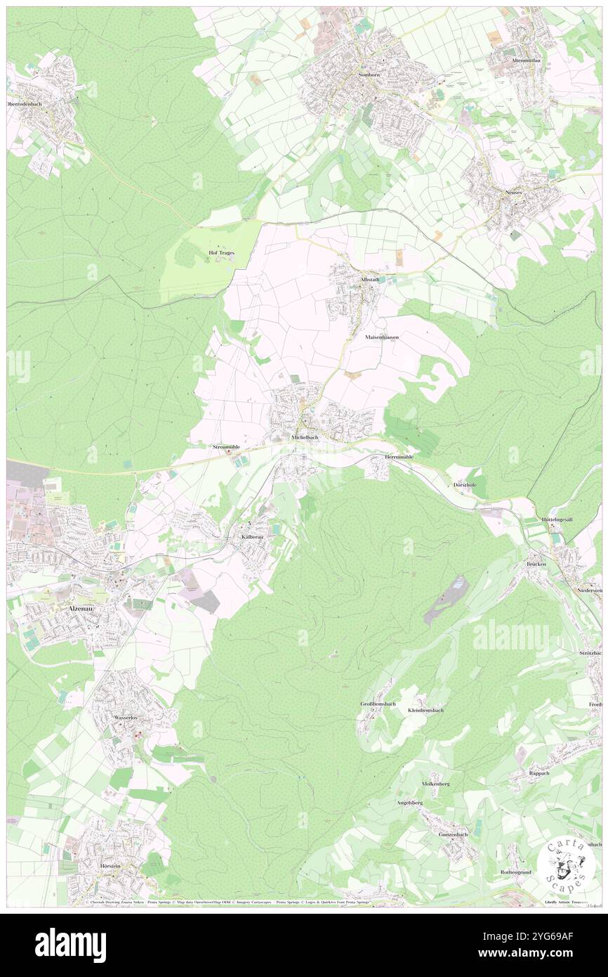 Michelbach (Unterfr), Regierungsbezirk Unterfranken, DE, Germania, Baviera, N 50 5' 59'', N 9 6' 16'', MAP, Cartascapes Map pubblicata nel 2024. Esplora Cartascapes, una mappa che rivela i diversi paesaggi, culture ed ecosistemi della Terra. Viaggia attraverso il tempo e lo spazio, scoprendo l'interconnessione del passato, del presente e del futuro del nostro pianeta. Foto Stock