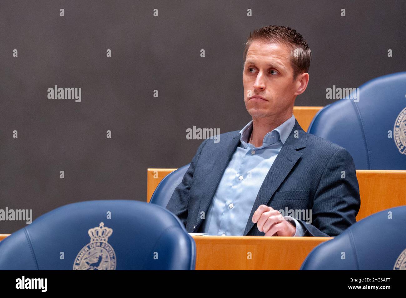 DEN HAAG, PAESI BASSI - 17 APRILE: Michiel van Nispen (SP) durante il dibattito Plenario al Tweede Kamer il 17 aprile 2024 a Den Haag, Paesi Bassi (foto di John Beckmann/Orange Pictures) Foto Stock