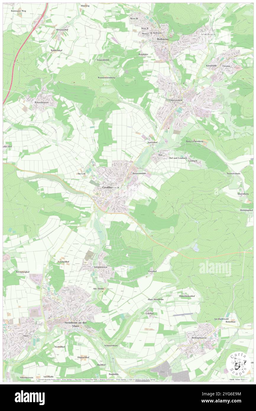 Kleine Bottwar, DE, Germania, Baden-Wurttemberg, N 49 0' 0'', N 9 18' 0''', mappa, Cartascapes Mappa pubblicata nel 2024. Esplora Cartascapes, una mappa che rivela i diversi paesaggi, culture ed ecosistemi della Terra. Viaggia attraverso il tempo e lo spazio, scoprendo l'interconnessione del passato, del presente e del futuro del nostro pianeta. Foto Stock