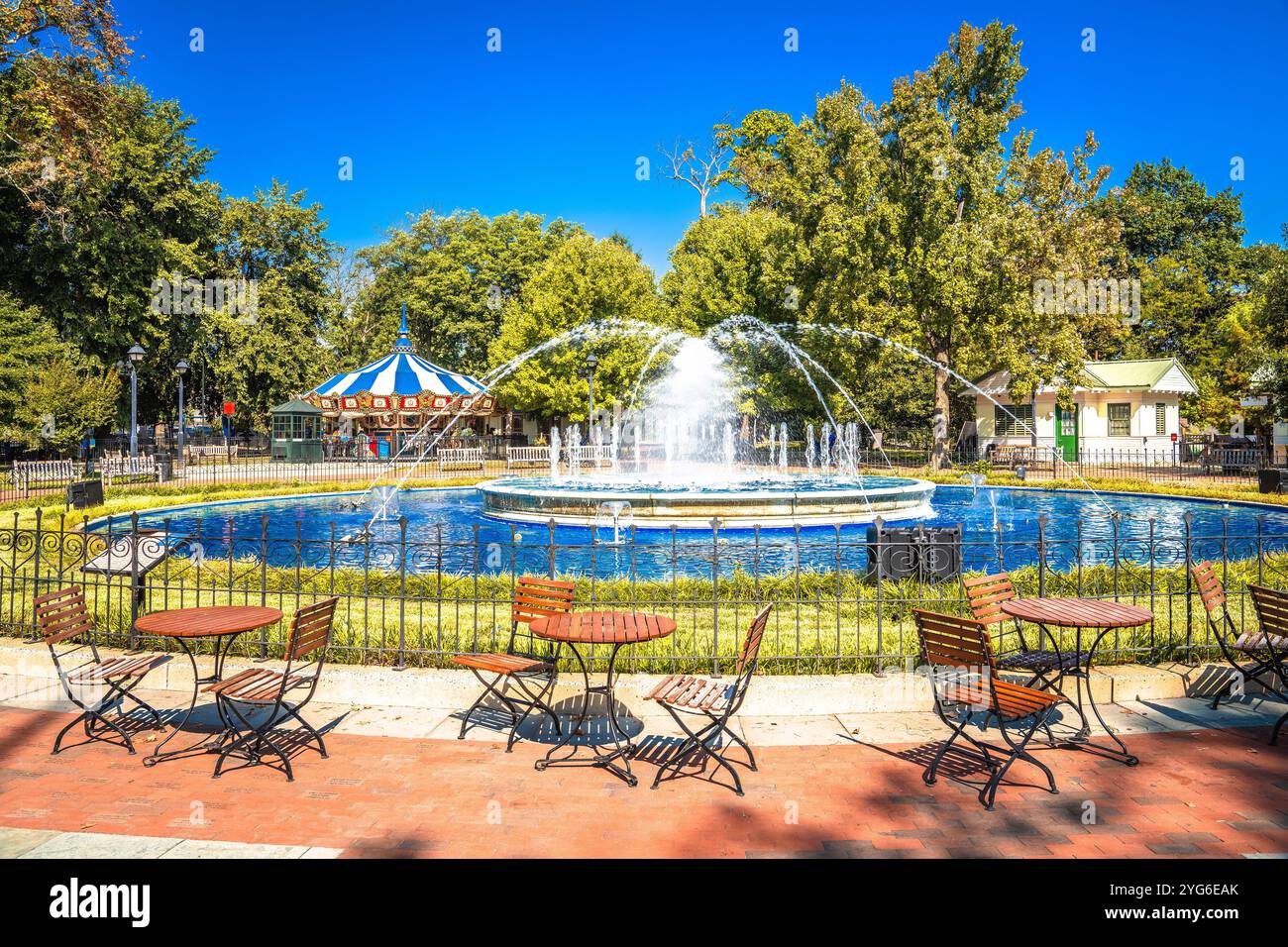 Franklin Square nella fontana di Filadelfia e vista sulla rotatoria, stte della Pennsylvania, Stati Uniti Foto Stock