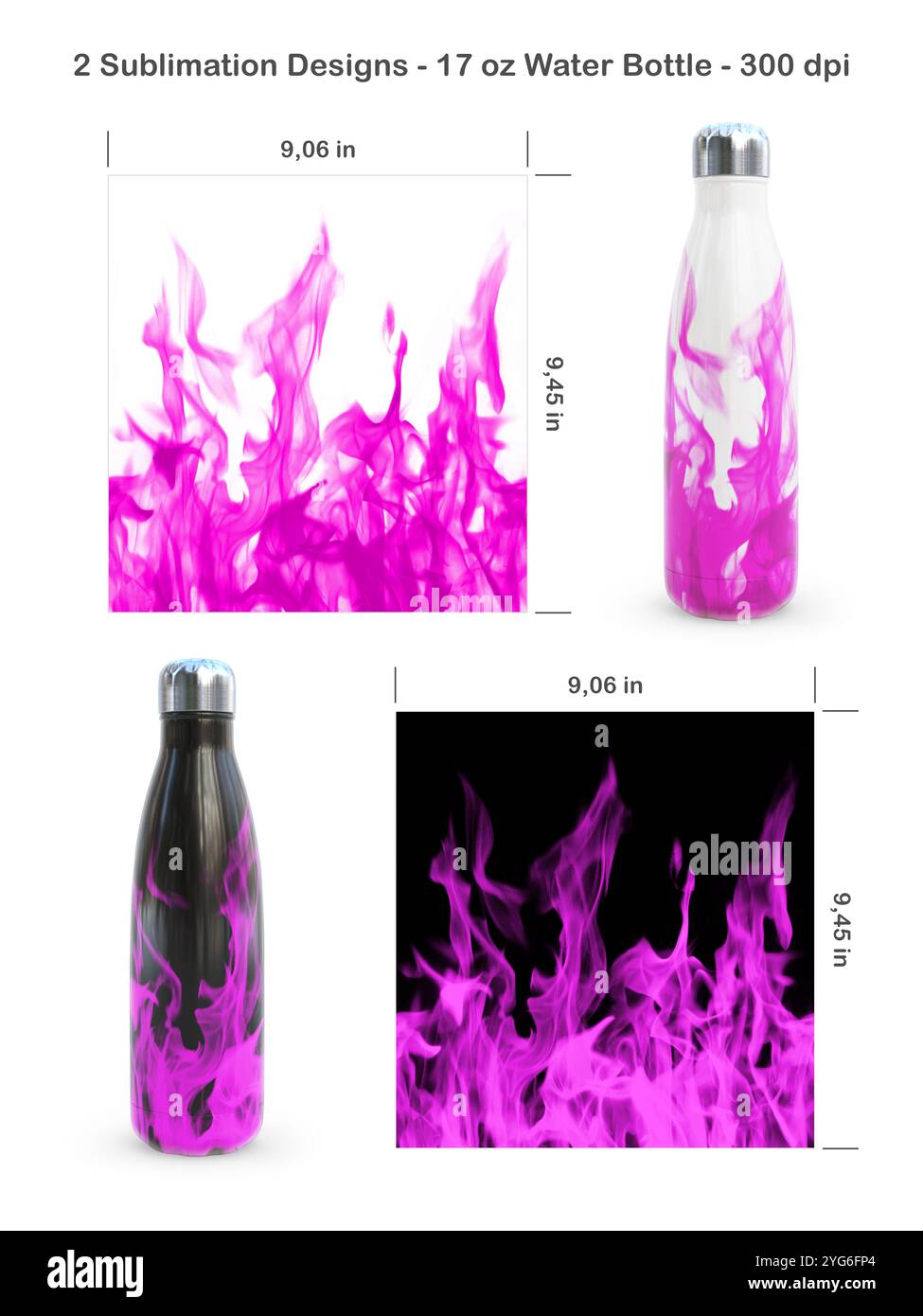 Set di 2 schemi di fuoco su sfondo bianco e nero. Dime per sublimazione senza cuciture per bottiglie d'acqua da 17 once. Illustrazione della sublimazione. Foto Stock Set di 2 schemi di fuoco su sfondo bianco e nero. Dime per sublimazione senza cuciture per bottiglie d'acqua da 17 once. Illustrazione della sublimazione. Foto Stock