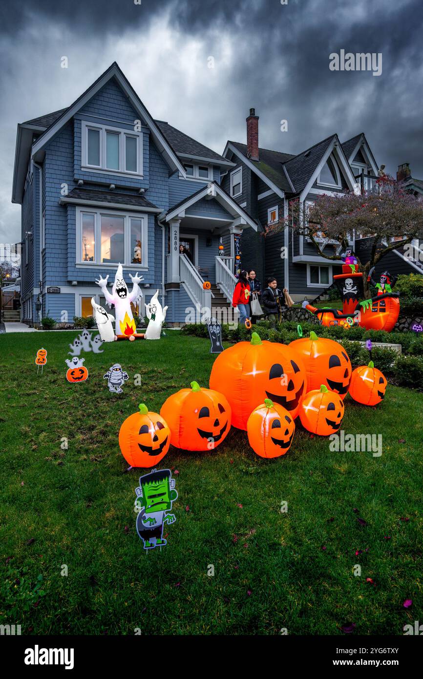 Halloween. Trinity Street, Vancouver est, Columbia Britannica, Canada Foto Stock
