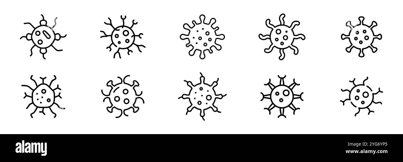 set di icone virus e batteri. modello di disegno dell'illustrazione vettoriale su sfondo bianco. Illustrazione Vettoriale