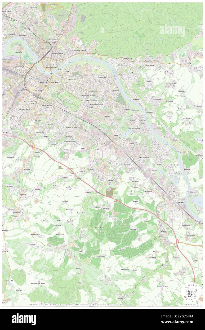 Prohlis-Sued, DE, Germania, Sassonia, N 51 0' 14'', N 13 47' 55'', mappa, Cartascapes Mappa pubblicata nel 2024. Esplora Cartascapes, una mappa che rivela i diversi paesaggi, culture ed ecosistemi della Terra. Viaggia attraverso il tempo e lo spazio, scoprendo l'interconnessione del passato, del presente e del futuro del nostro pianeta. Foto Stock