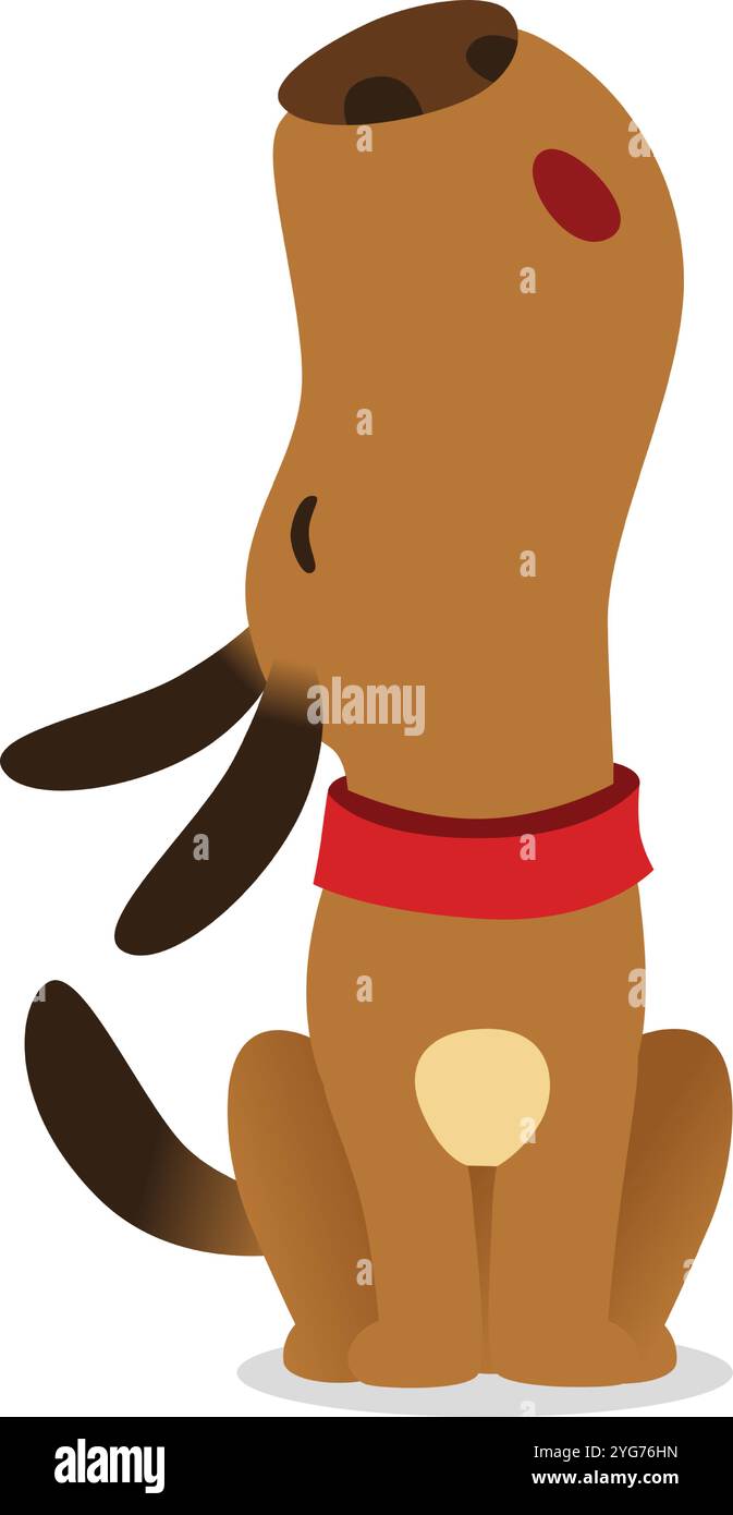 Un simpatico cucciolo marrone con colletto rosso guarda curiosamente, seduto su uno sfondo bianco. Perfetto per i disegni legati agli animali domestici, che trasudano gioia e amore Illustrazione Vettoriale Un simpatico cucciolo marrone con colletto rosso guarda curiosamente, seduto su uno sfondo bianco. Perfetto per i disegni legati agli animali domestici, che trasudano gioia e amore Illustrazione Vettoriale