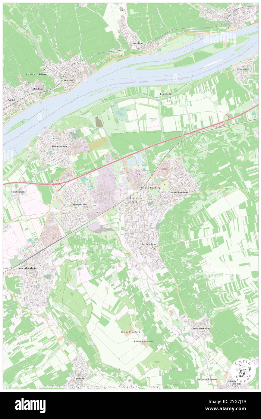 Ingelheim, DE, Germania, Rheinland-Pfalz, N 49 58' 34'', N 8 3' 13'', MAP, Cartascapes Map pubblicata nel 2024. Esplora Cartascapes, una mappa che rivela i diversi paesaggi, culture ed ecosistemi della Terra. Viaggia attraverso il tempo e lo spazio, scoprendo l'interconnessione del passato, del presente e del futuro del nostro pianeta. Foto Stock