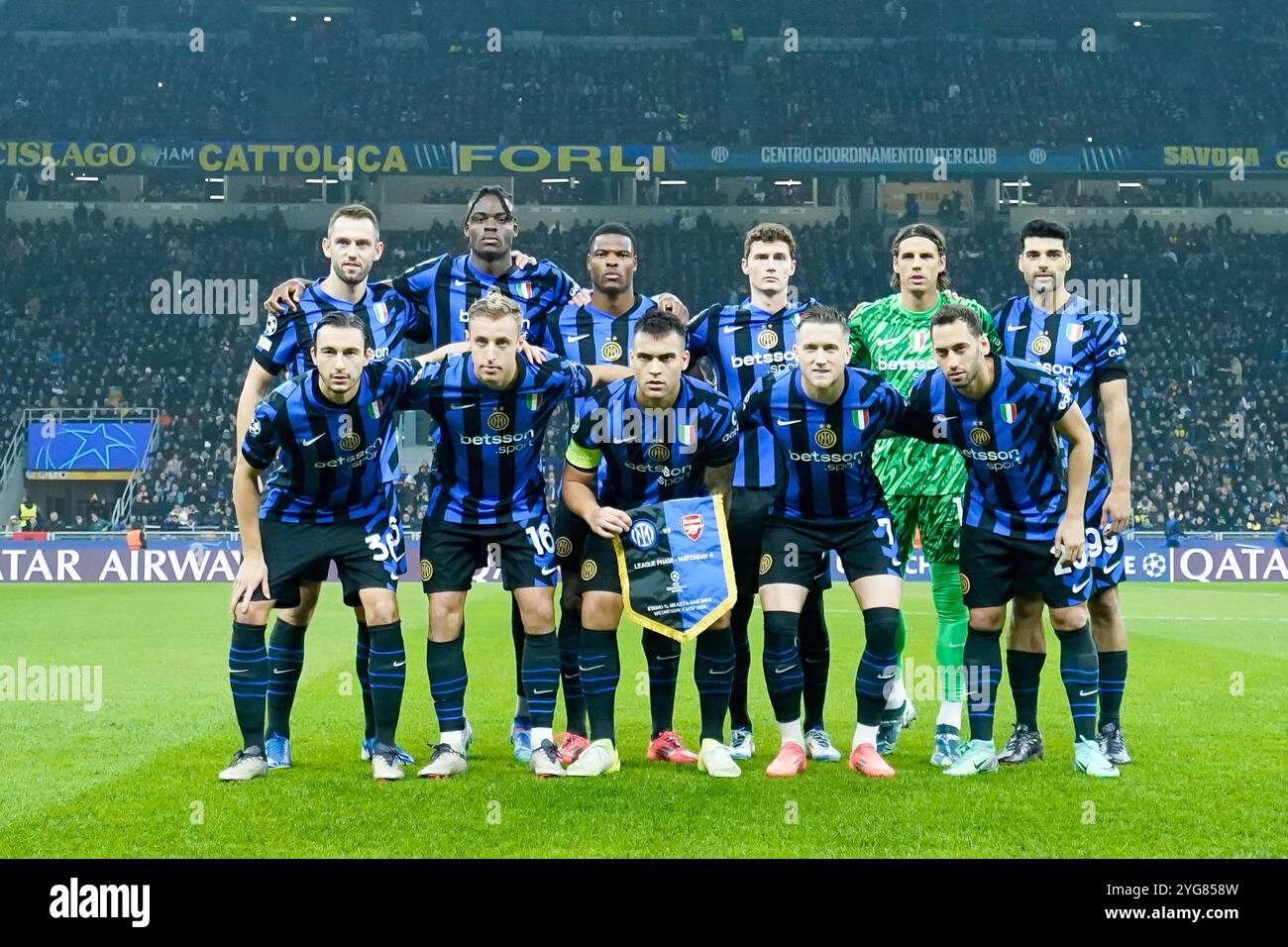 Italia, Italia. 6 novembre 2024. Milano Italia, 6 novembre 2024: Teamphoto dell'Inter durante la partita di calcio di UEFA Champions League tra FC Internazionale e Arsenal FC a San Siro a Milano, Italia. (Daniela Porcelli/SPP) credito: SPP Sport Press Photo. /Alamy Live News Foto Stock