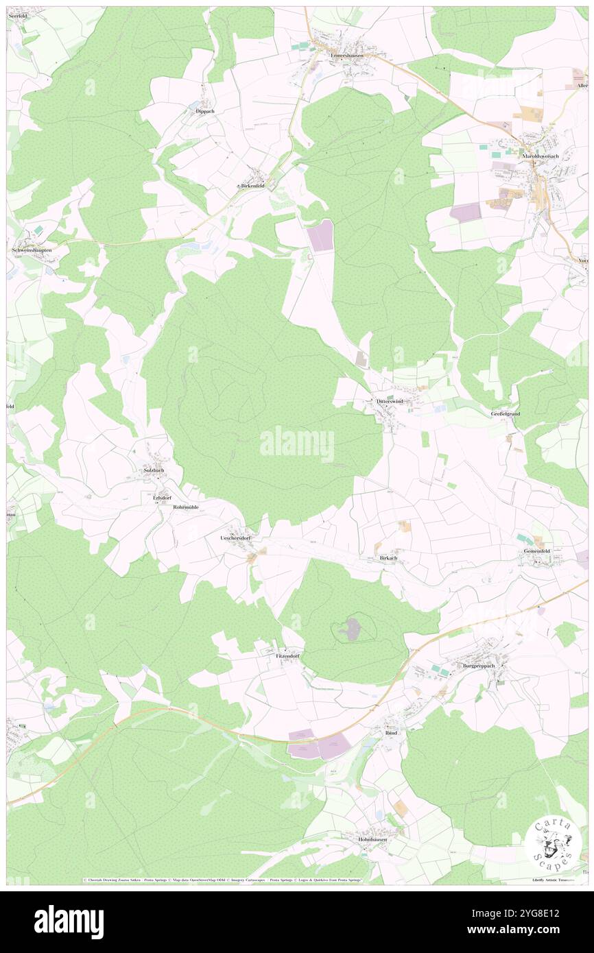 Buechelberg, Regierungsbezirk Unterfranken, DE, Germania, Baviera, N 50 9' 54'', N 10 37' 6'', MAP, Cartascapes Map pubblicata nel 2024. Esplora Cartascapes, una mappa che rivela i diversi paesaggi, culture ed ecosistemi della Terra. Viaggia attraverso il tempo e lo spazio, scoprendo l'interconnessione del passato, del presente e del futuro del nostro pianeta. Foto Stock