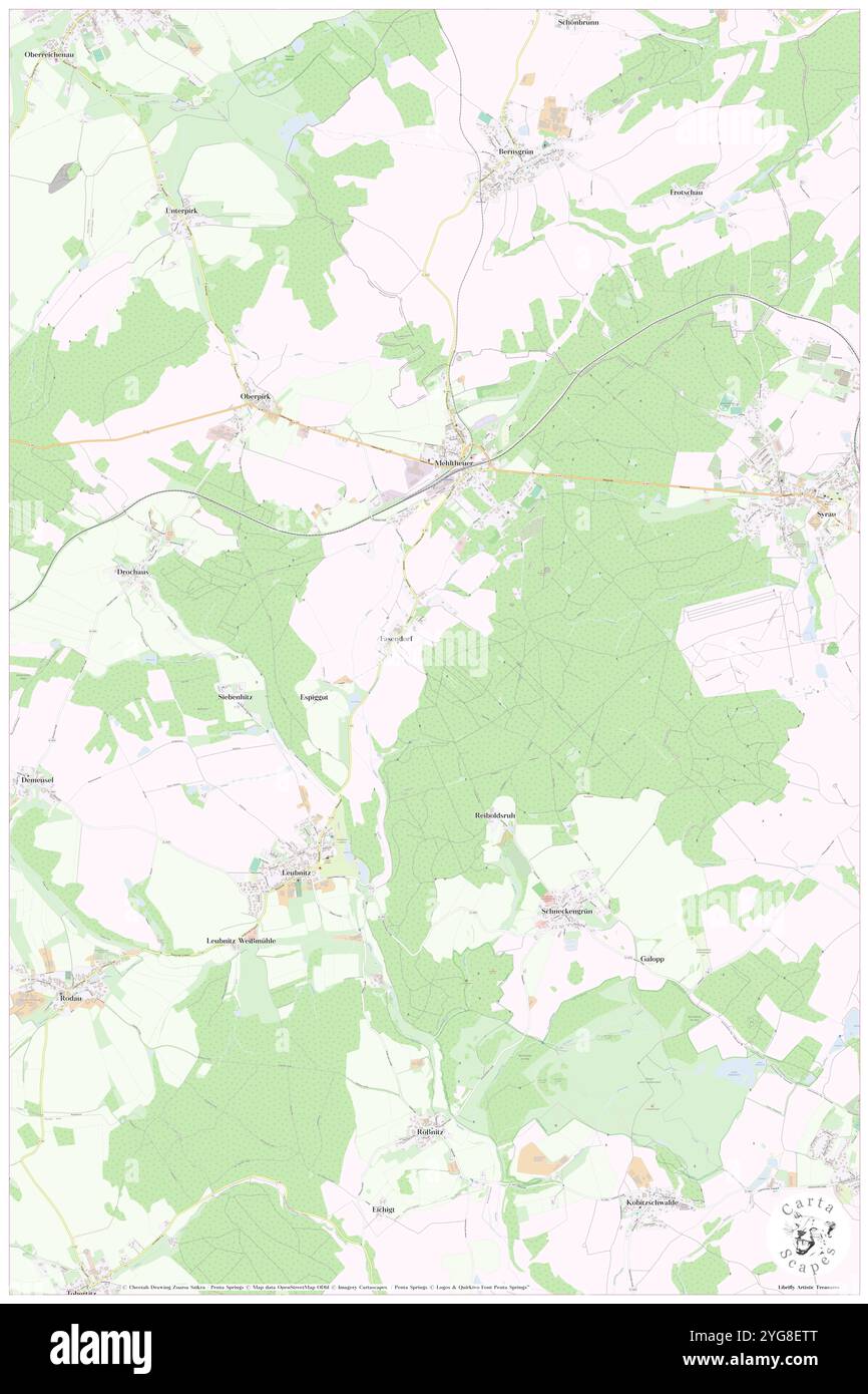 Rosenbach/Vogtl., DE, Germania, Sassonia, N 50 31' 51'', N 12 2' 6'', mappa, Cartascapes Mappa pubblicata nel 2024. Esplora Cartascapes, una mappa che rivela i diversi paesaggi, culture ed ecosistemi della Terra. Viaggia attraverso il tempo e lo spazio, scoprendo l'interconnessione del passato, del presente e del futuro del nostro pianeta. Foto Stock