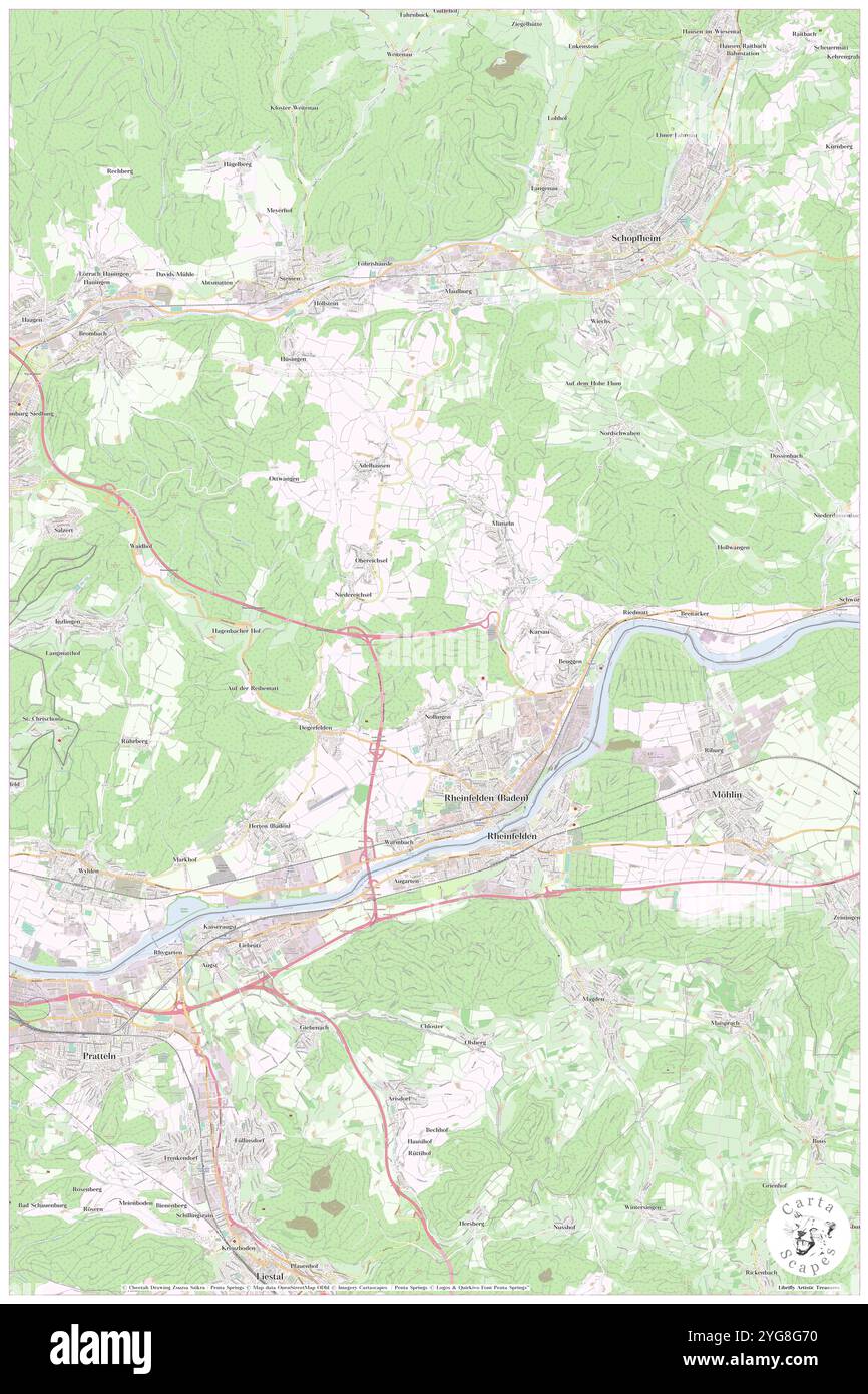 Rheinfelden (Baden), regione di Friburgo, DE, Germania, Baden-Wurttemberg, N 47 33' 24''', N 7 47' 3'', MAP, Cartascapes Map pubblicata nel 2024. Esplora Cartascapes, una mappa che rivela i diversi paesaggi, culture ed ecosistemi della Terra. Viaggia attraverso il tempo e lo spazio, scoprendo l'interconnessione del passato, del presente e del futuro del nostro pianeta. Foto Stock