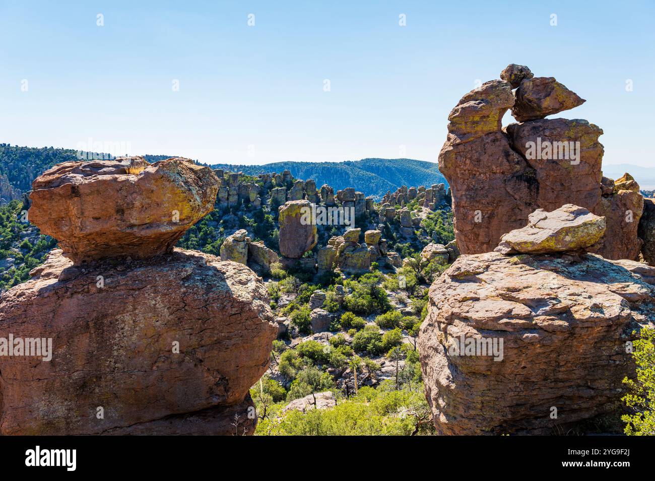 Formazioni rocciose insolite; Massai Point; Chiricahua National Monument; Arizona; USA Foto Stock