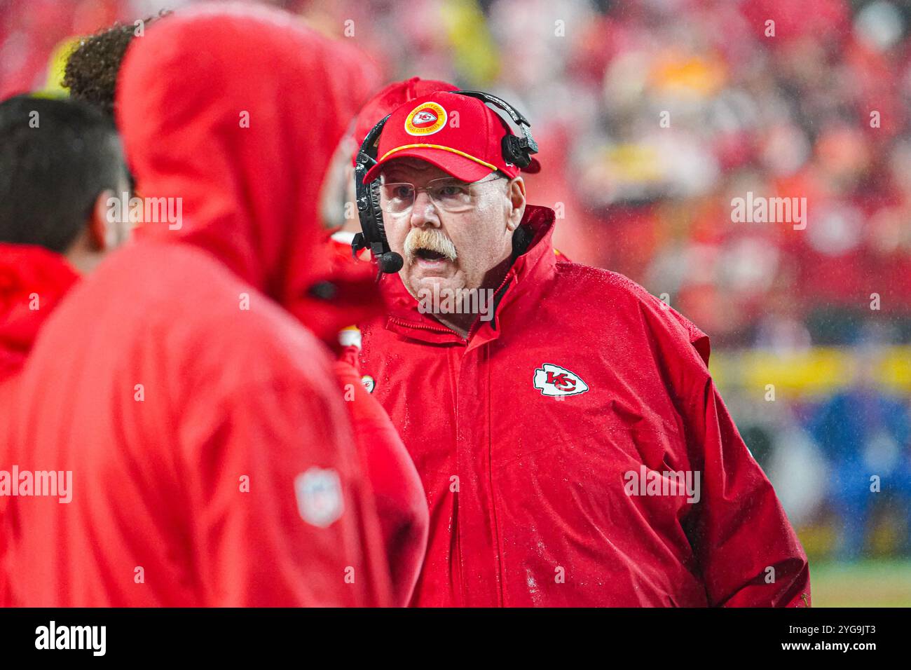 Kansas City, Missouri, Stati Uniti, 4 novembre 2024, Andy Reid, allenatore dei Kansas City Chiefs, al GEHA Field Arrowhead Stadium. (Foto: Marty Jean-Louis/Alamy Live News Foto Stock