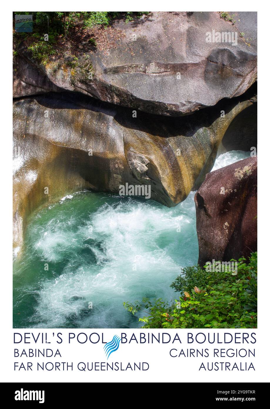 Notorious Devils Pool sul Babinda Creek a Babinda Boulders tra Cairns e Innisfail nel lontano North Queensland - formato poster A-size pronto per la stampa Foto Stock Notorious Devils Pool sul Babinda Creek a Babinda Boulders tra Cairns e Innisfail nel lontano North Queensland - formato poster A-size pronto per la stampa Foto Stock